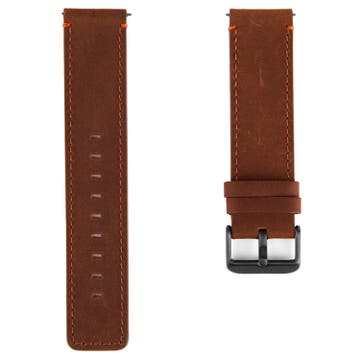Bracelet de montre marron et bronze nickelé avec points de couture rouges Bracelet de montre marron et bronze nickelé avec points de couture rouges