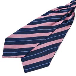 Laivastonsininen solmiohuivi pinkillä ja pastellinsinisellä raidalla