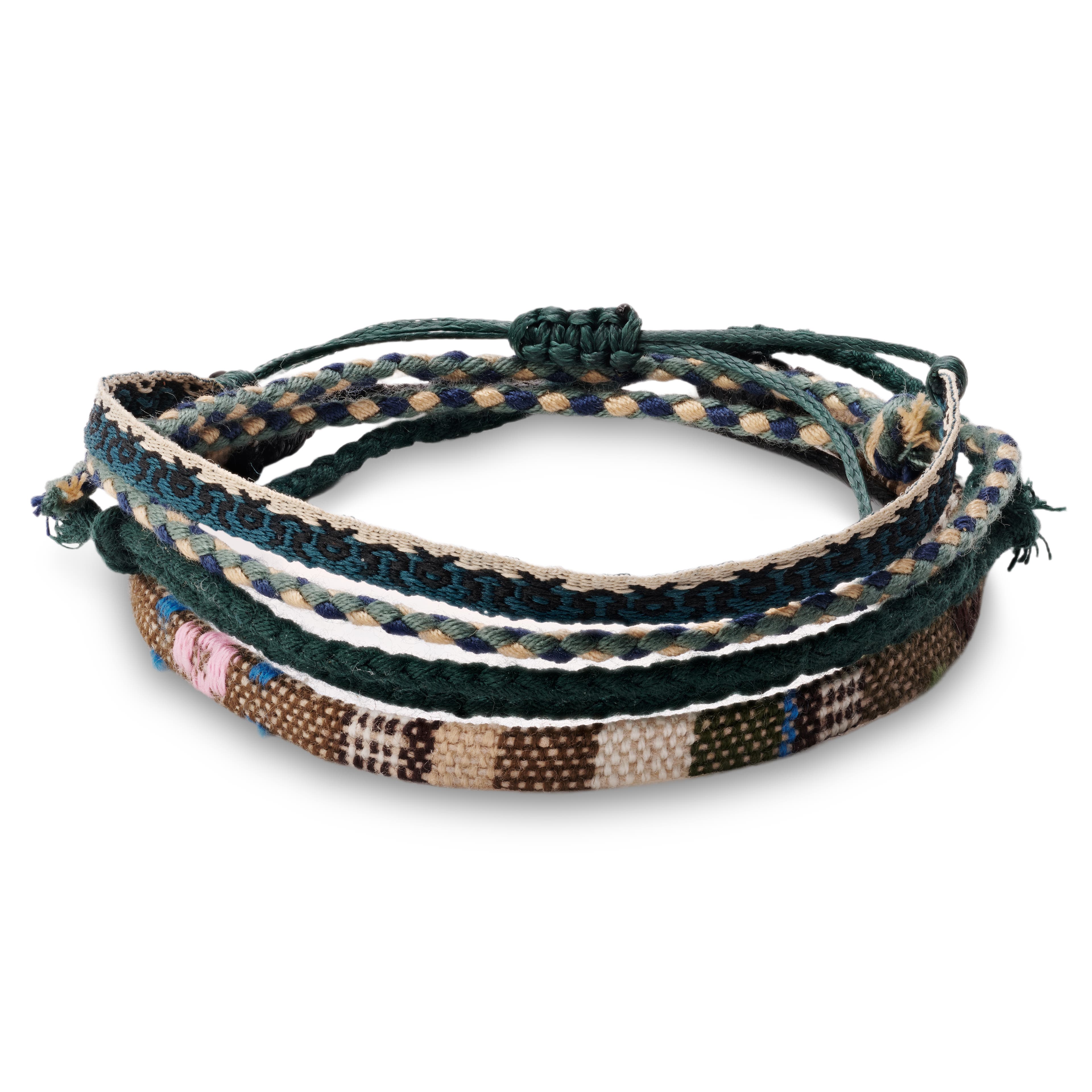 Zöld többszínű textil szörfös karkötő Zöld többszínű textil szörfös karkötő