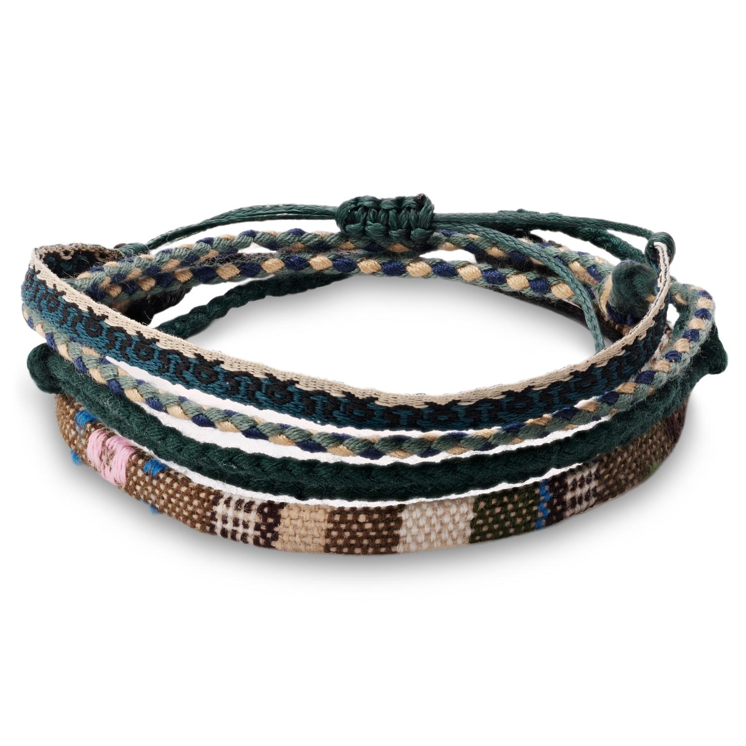 Amalfi | Green Multicoloured Textile Surfer Bracelet Amalfi | Green Multicoloured Textile Surfer Bracelet