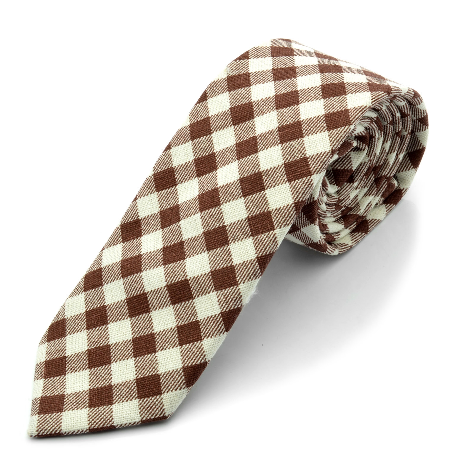 Brunt/Råhvidt Slips - 1