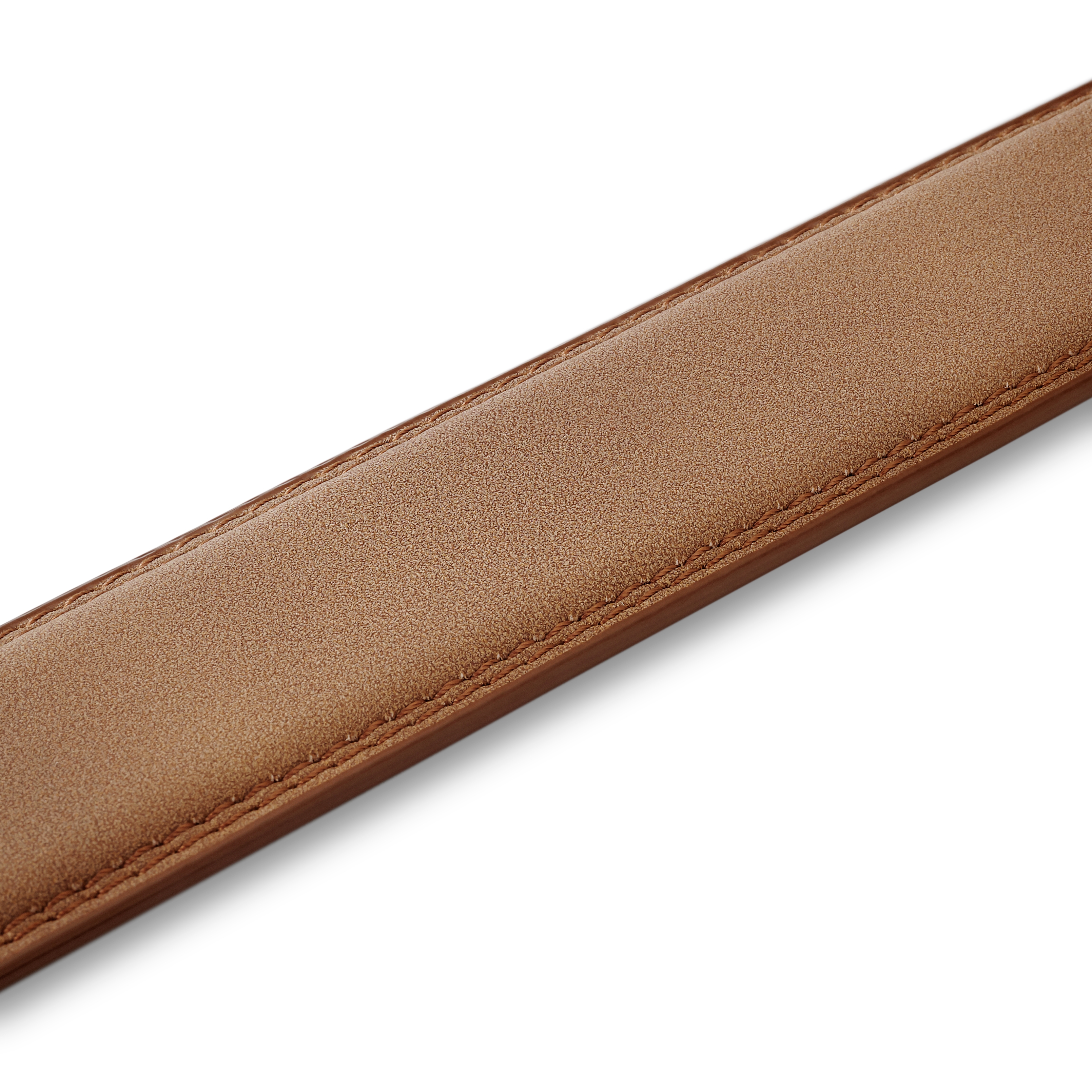 Светлокафяв класически колан от изкуствен велур - 5