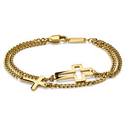 Unity | Gold-tone Double Chain Cross Bracelet