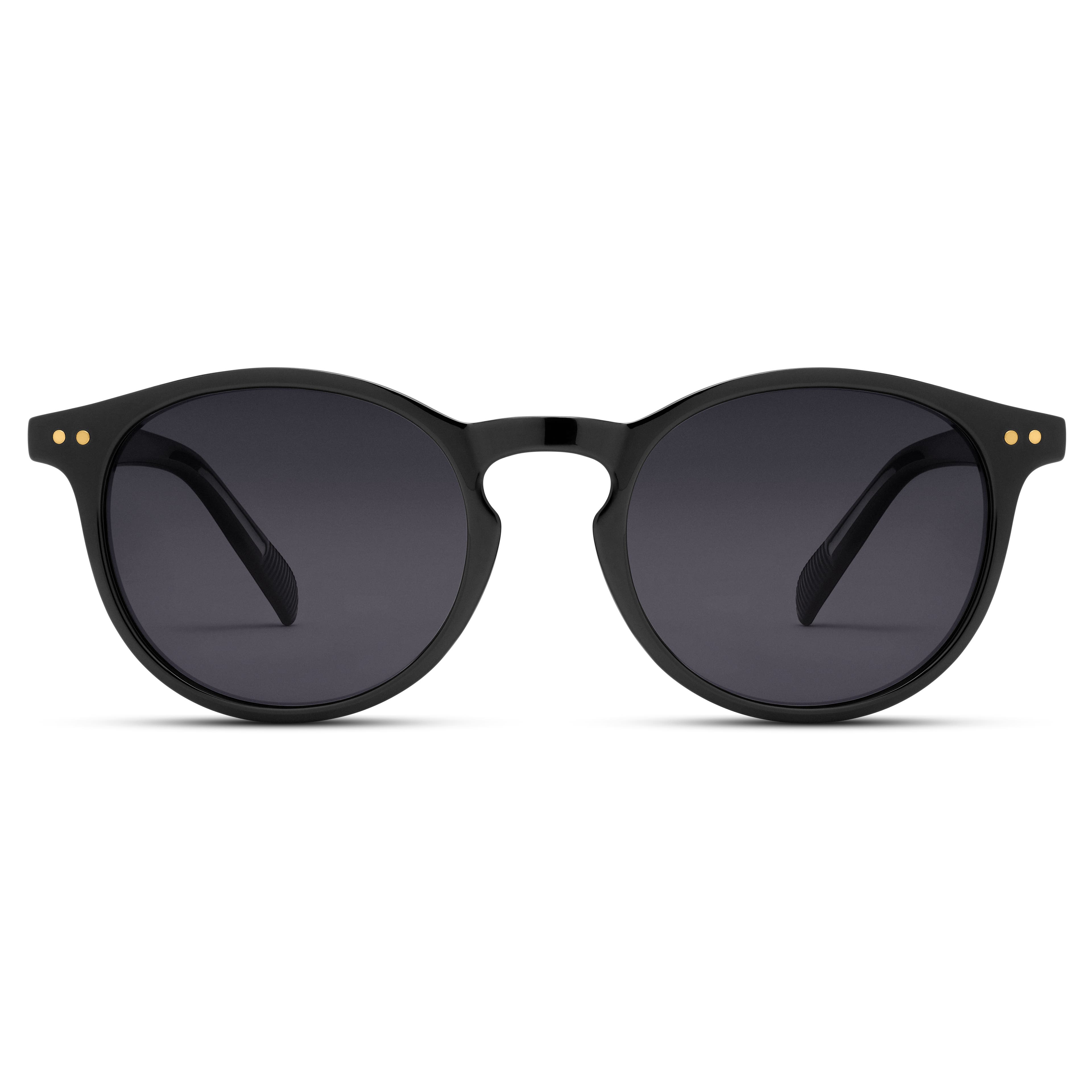 Polarisierte runde schwarze Sonnenbrille mit schwarzen Gläsern Polarisierte runde schwarze Sonnenbrille mit schwarzen Gläsern