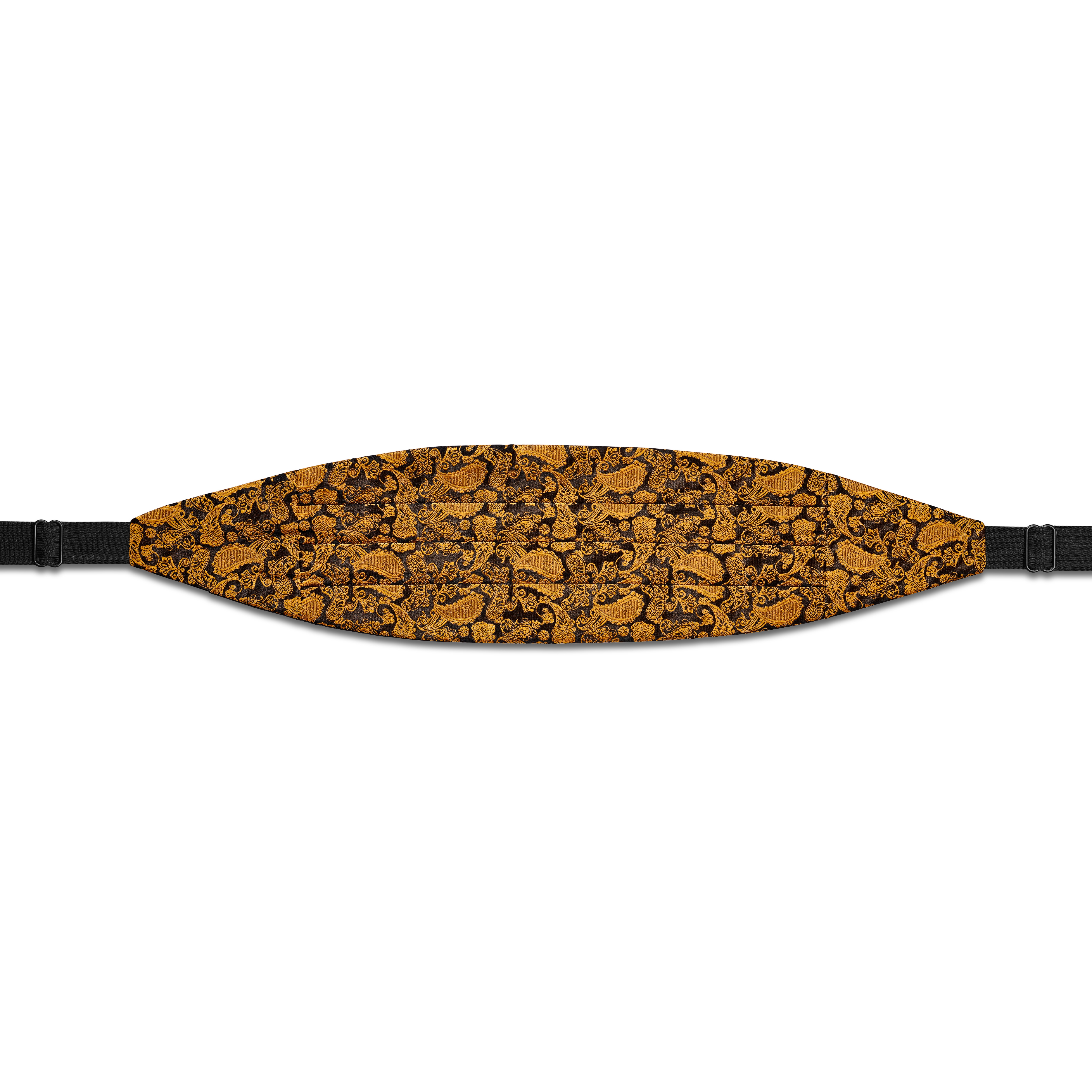 GYLLEN OG BRUN PAISLEYMØNSTRET CUMMERBUND AV SILKE - 2