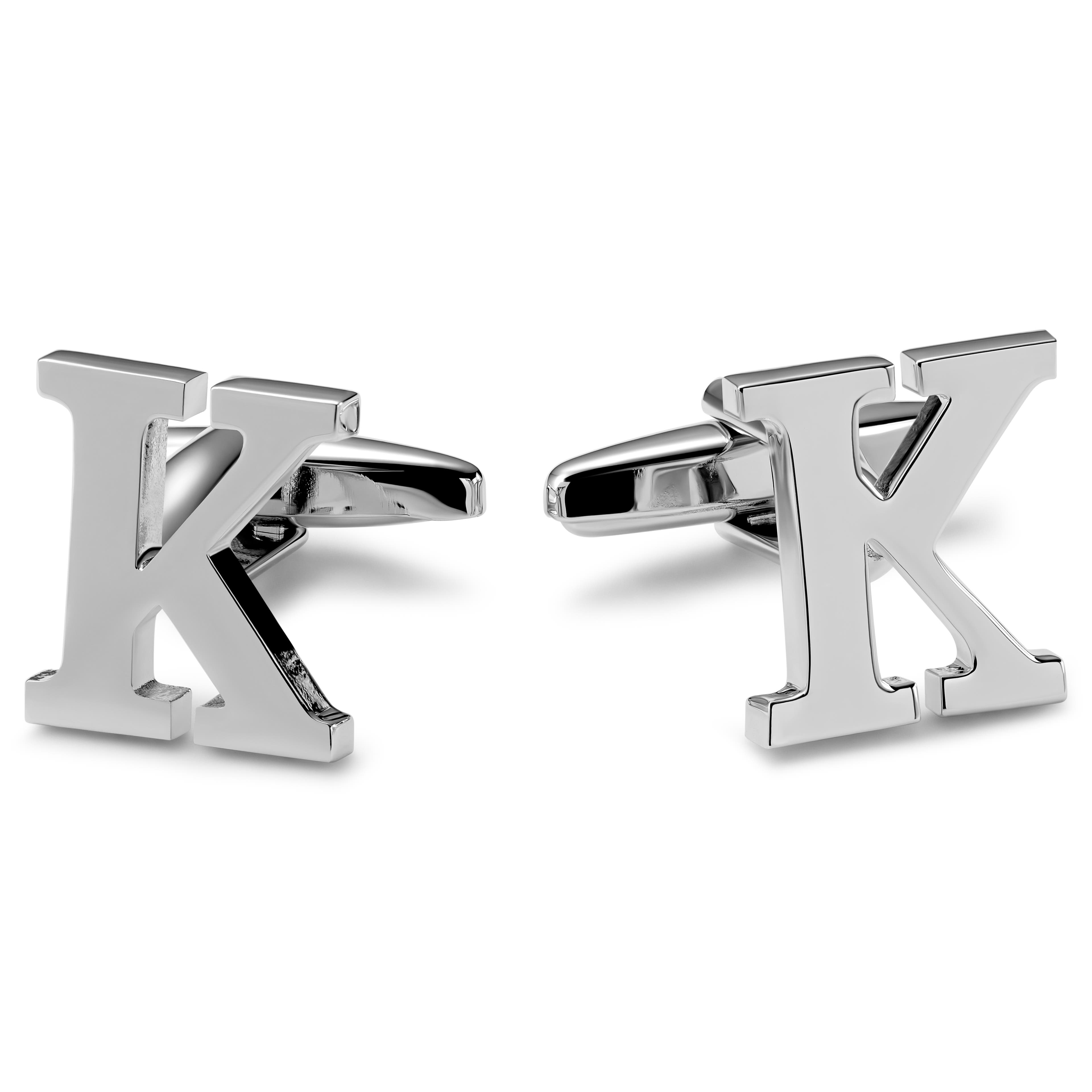 Silberfarbene Manschettenknöpfe mit der Initiale K