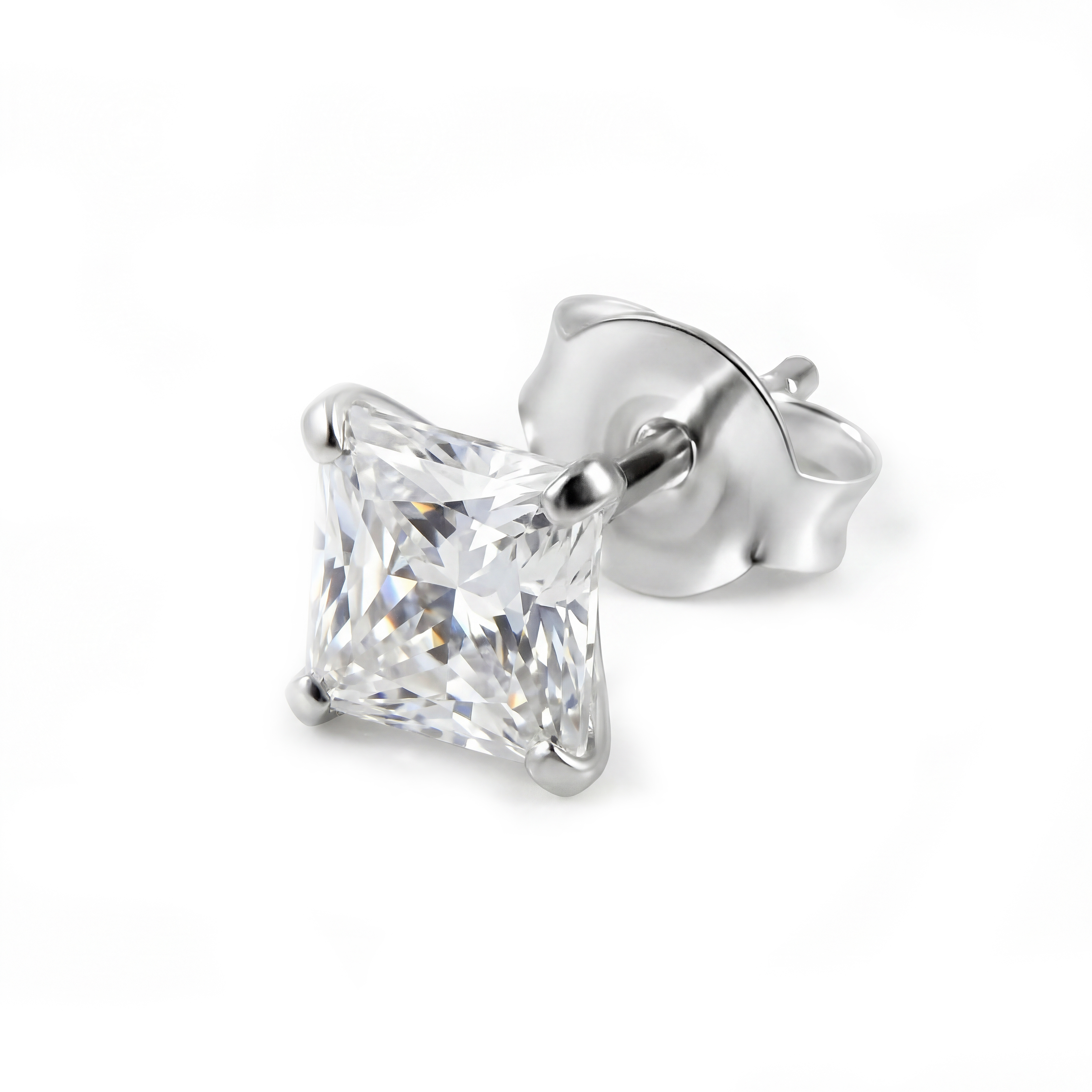 Lucid | Cercei tip știft din argint 925 cu zirconiu pătrat, 6 mm