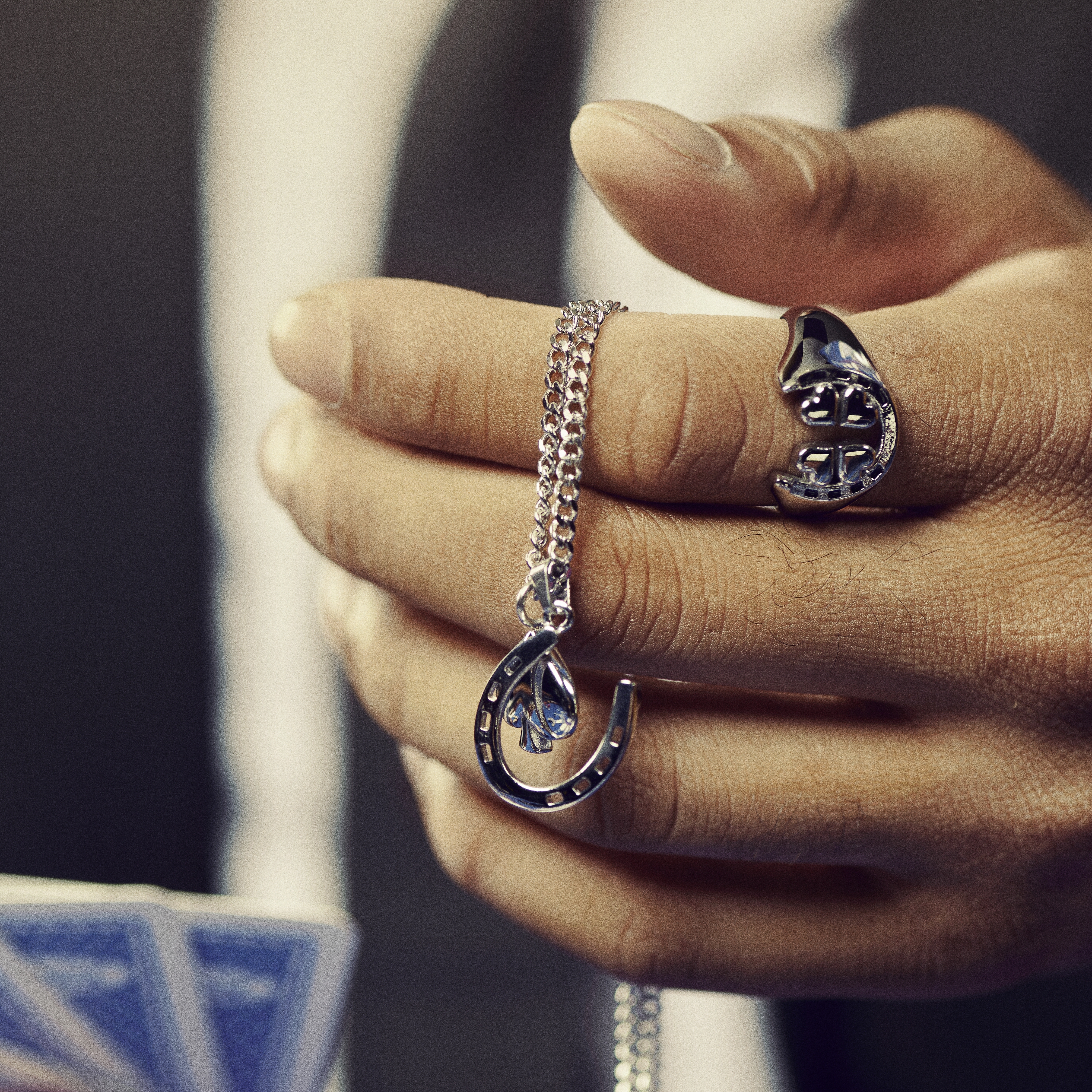 Ace | Silver-tone Horseshoe & Spade Double Pendant Necklace - 2