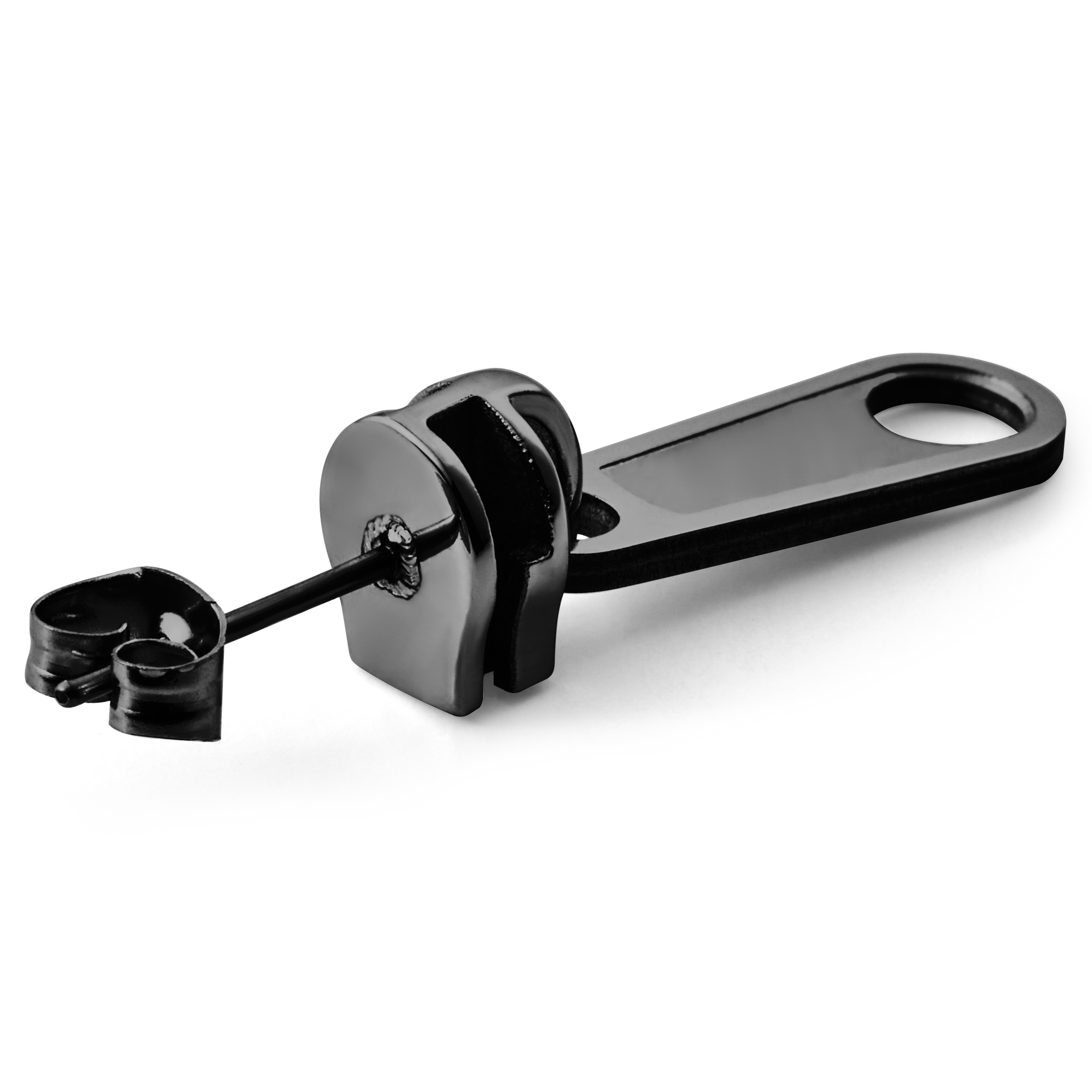 Czarny kolczyk zamek błyskawiczny Floyd - 2