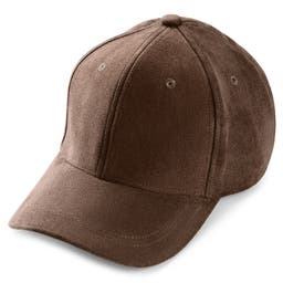 Lacuna | Mørkebrun baseball caps i imitert semsket skinn