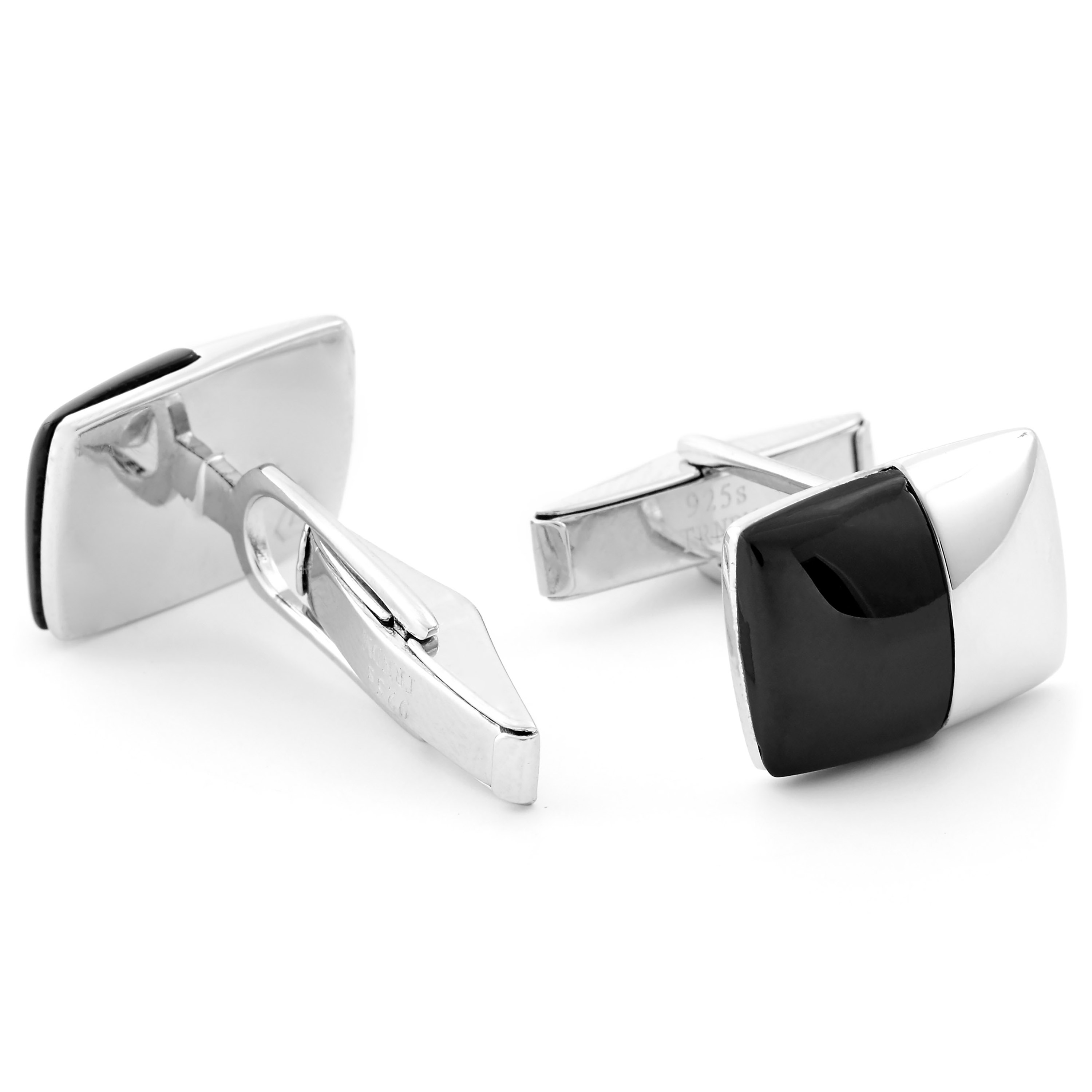 Gemelos de plata 925s en negro y blanco - 3