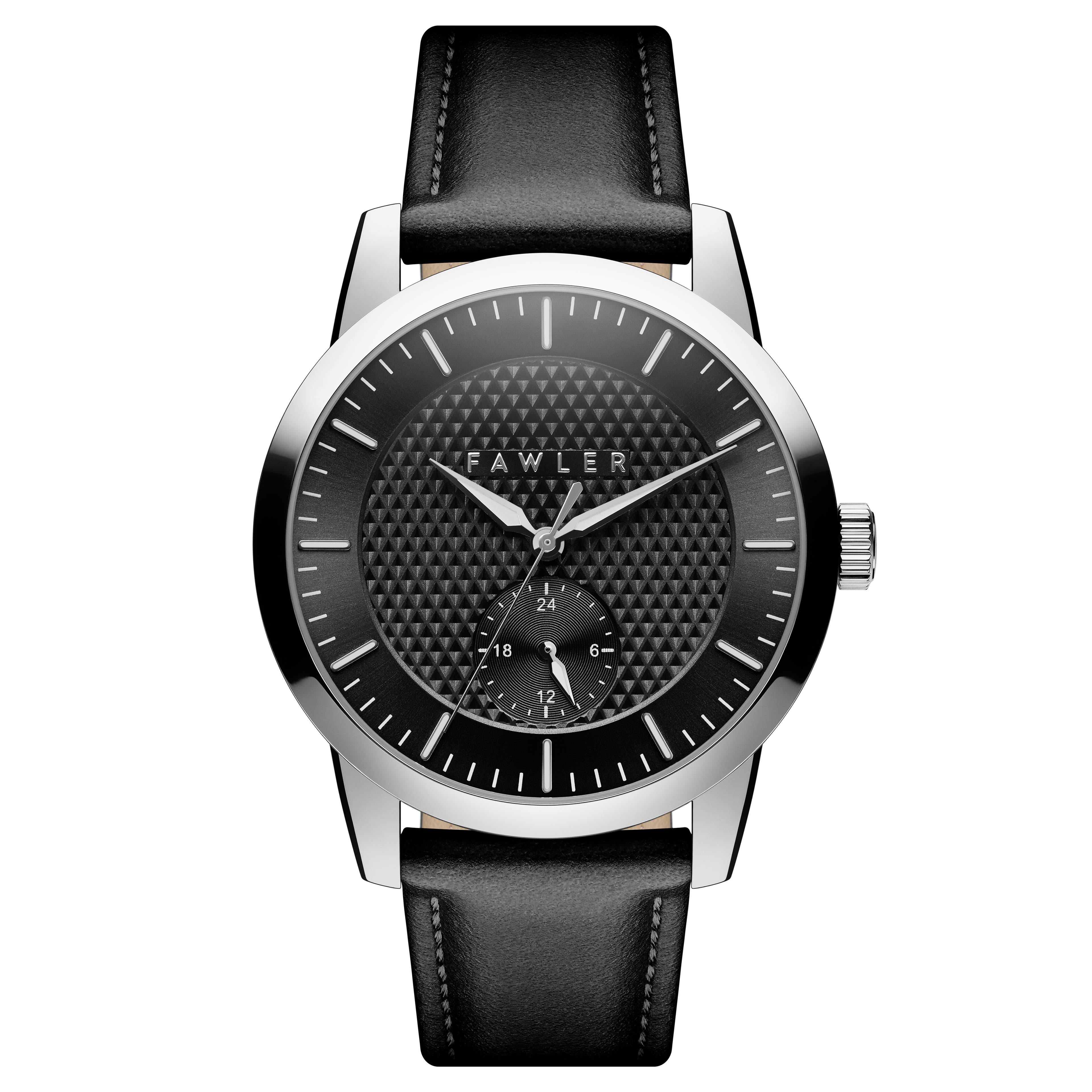 Dayton | Srebrzysty zegarek ze stali nierdzewnej z czarną tarczą teksturowaną