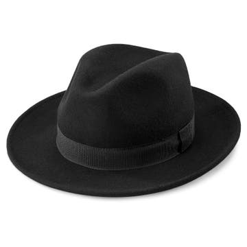 Fido | Black Wool Fedora Hat With Band