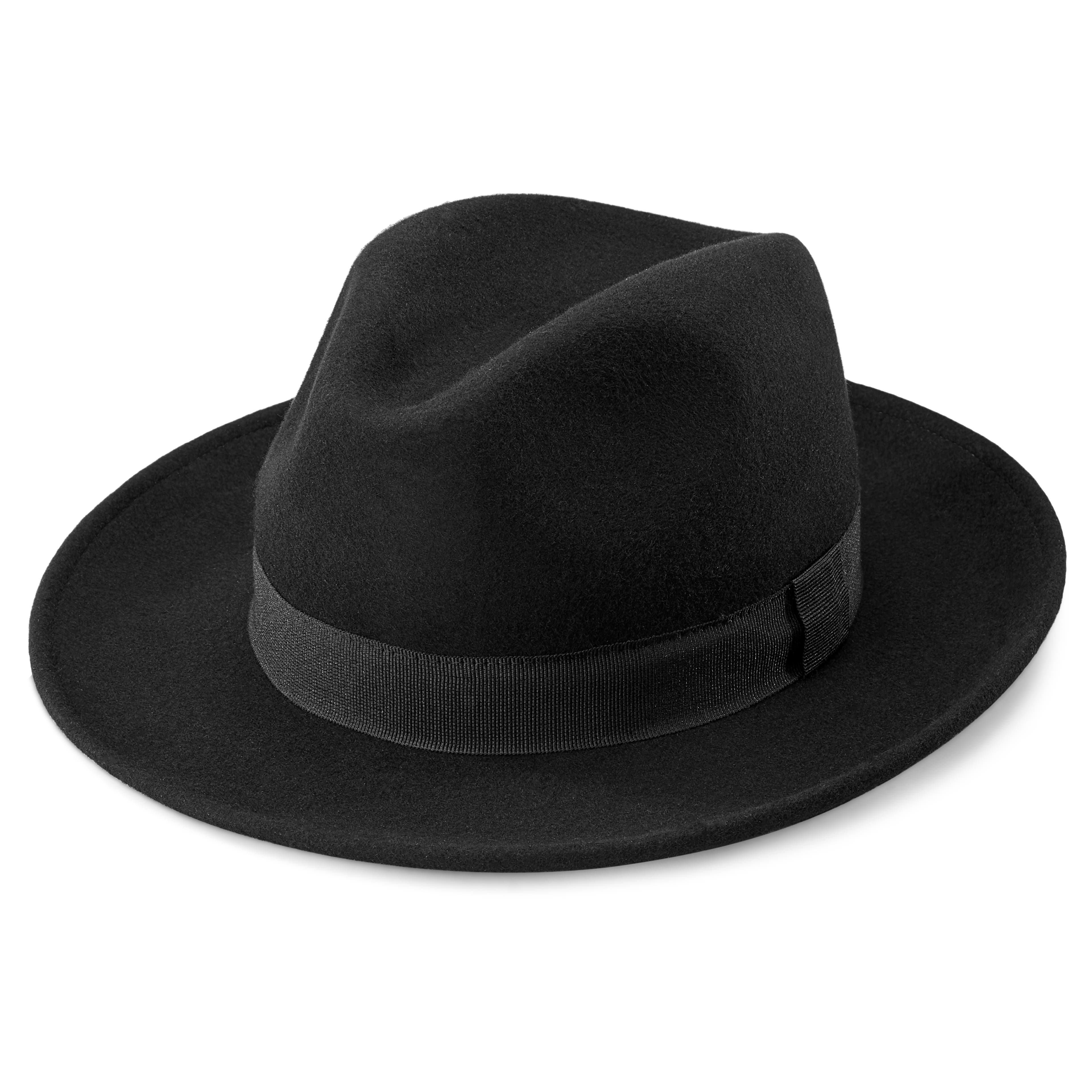Fido Alessandria fekete gyapjú fedora kalap