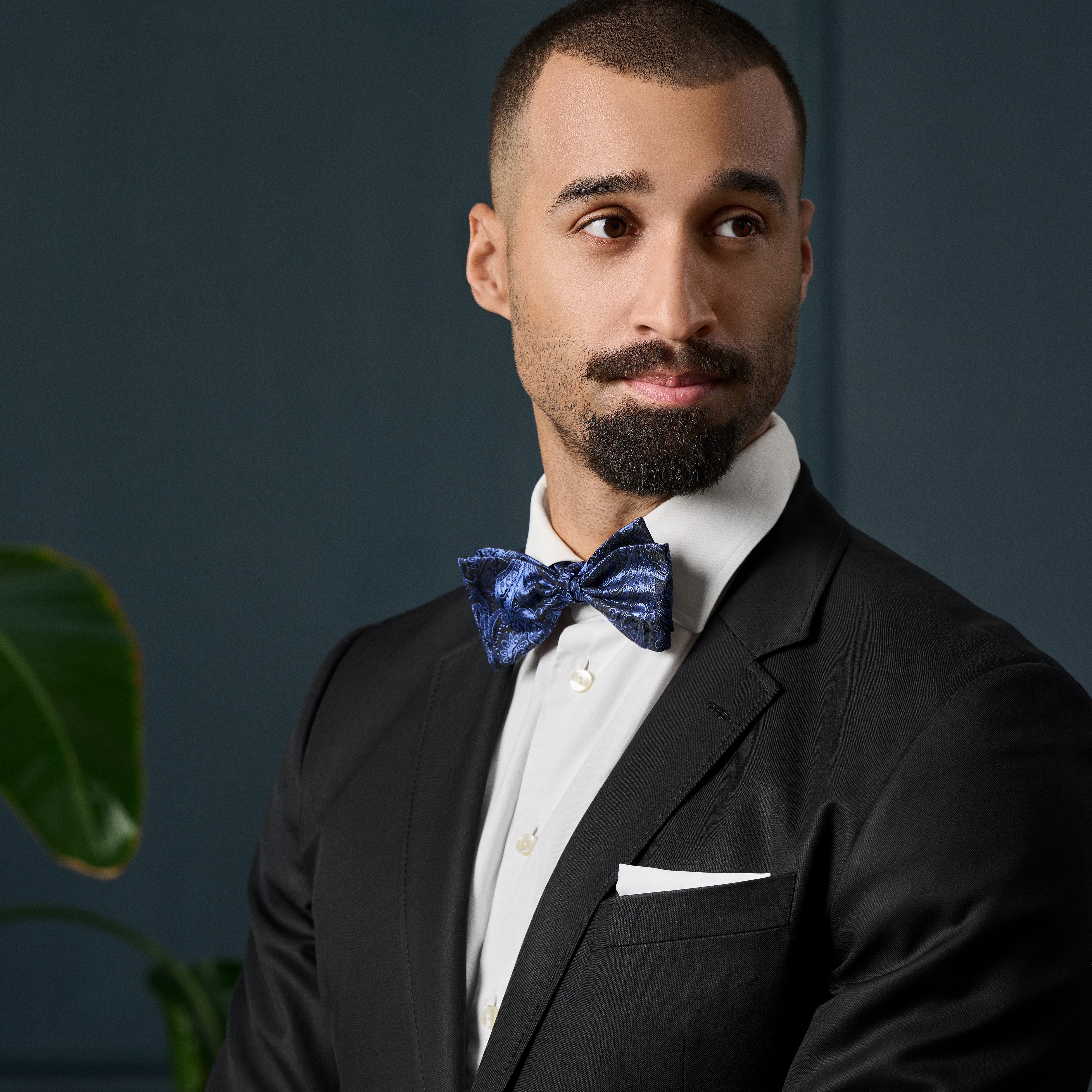 Peislija raksta zīda tauriņš bez aizdares tumši un gaiši zilā krāsā - 4