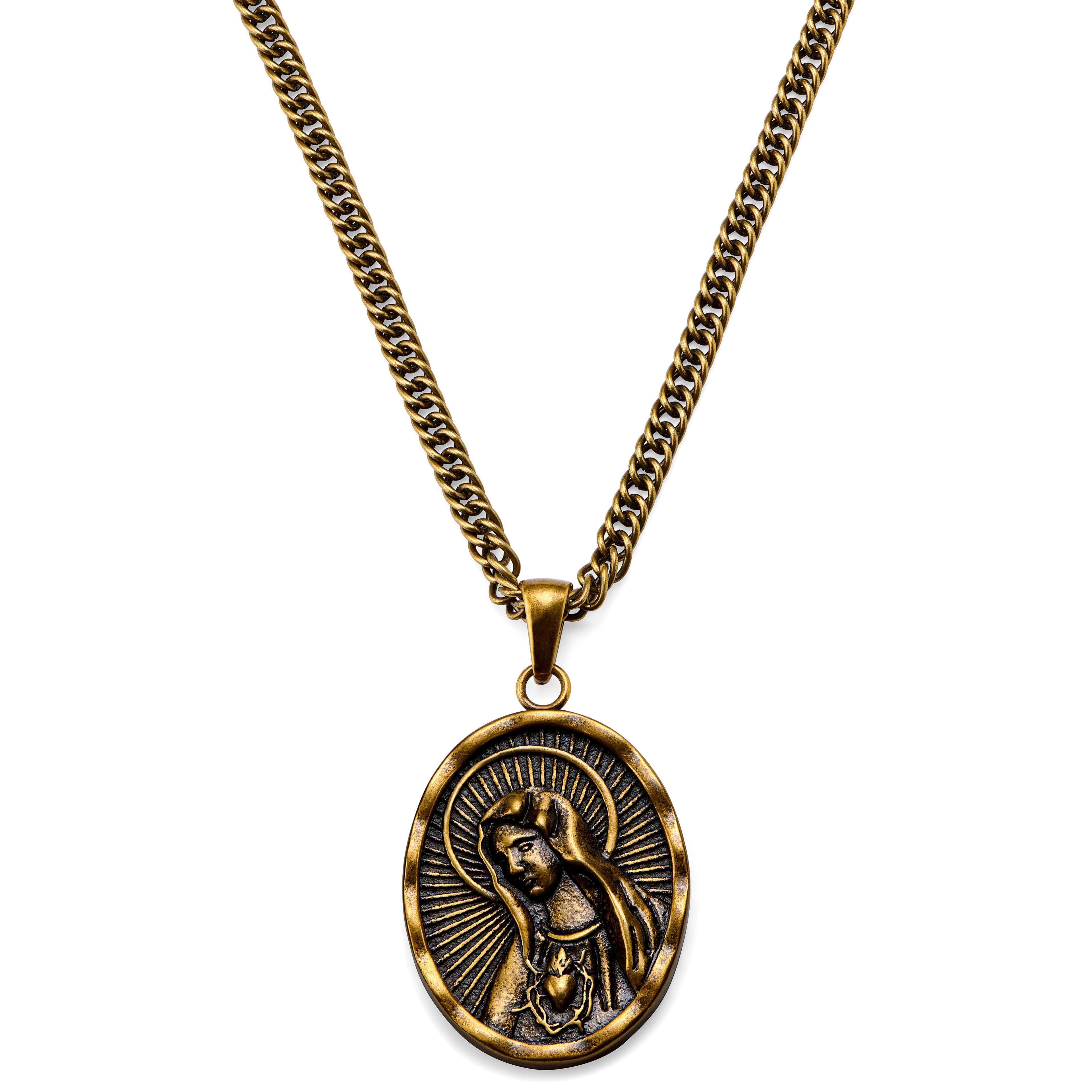 Sanctus | Vintage Gold-tone Immaculate Heart of Mary Necklace