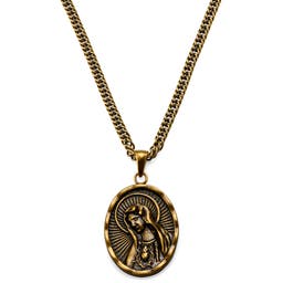 Sanctus | Vintage Gold-Tone Immaculate Heart of Mary Wheat Chain Necklace