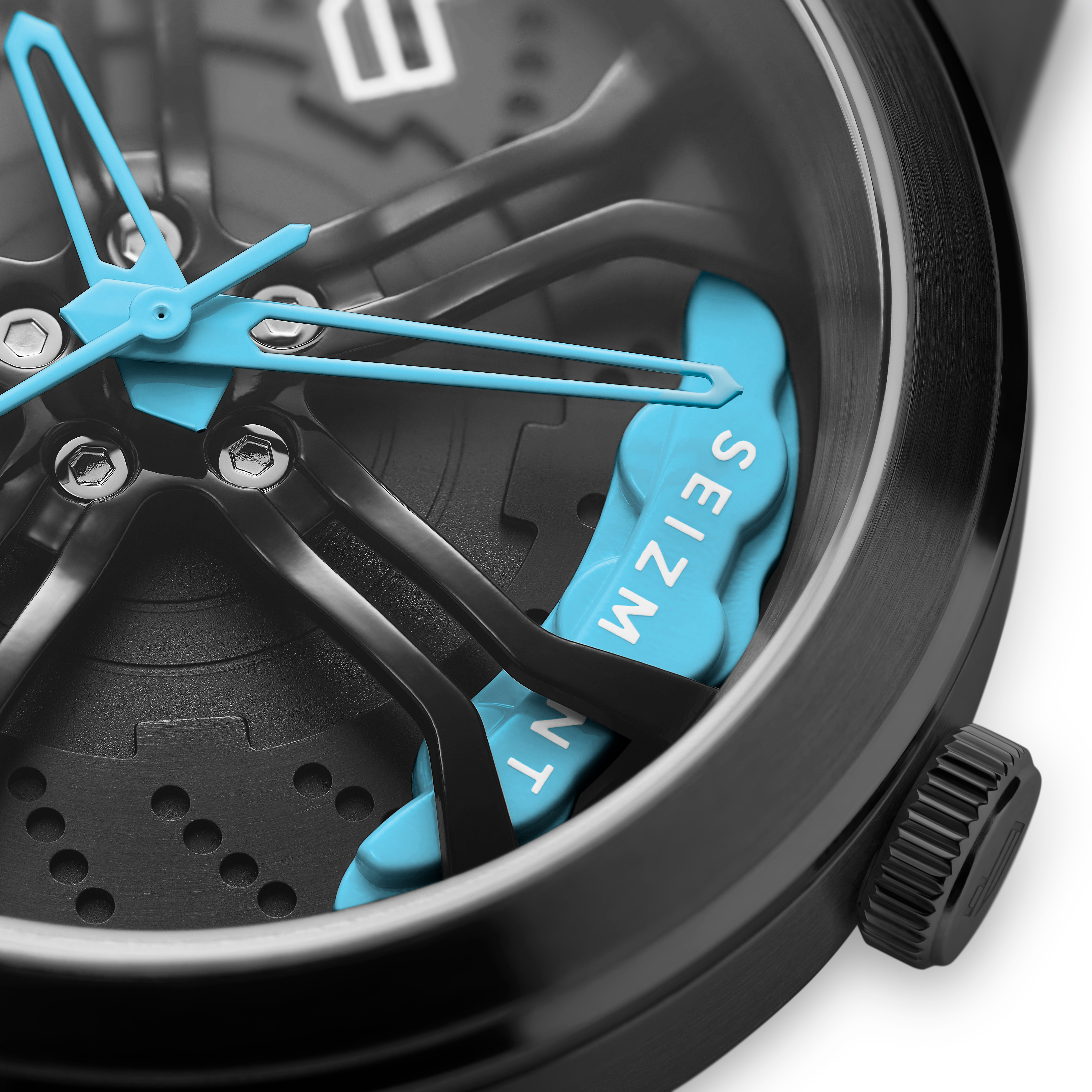 Monza | Black & Sky Blue Stainless Steel Racing Watch With