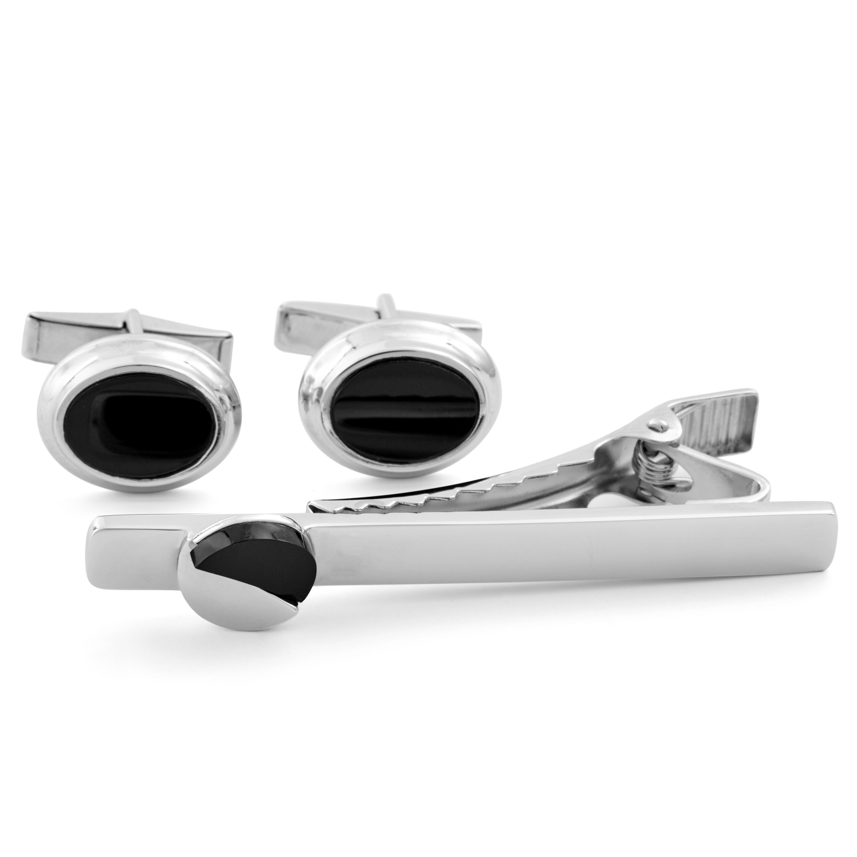 Black Oval 925s Silver Set - 1