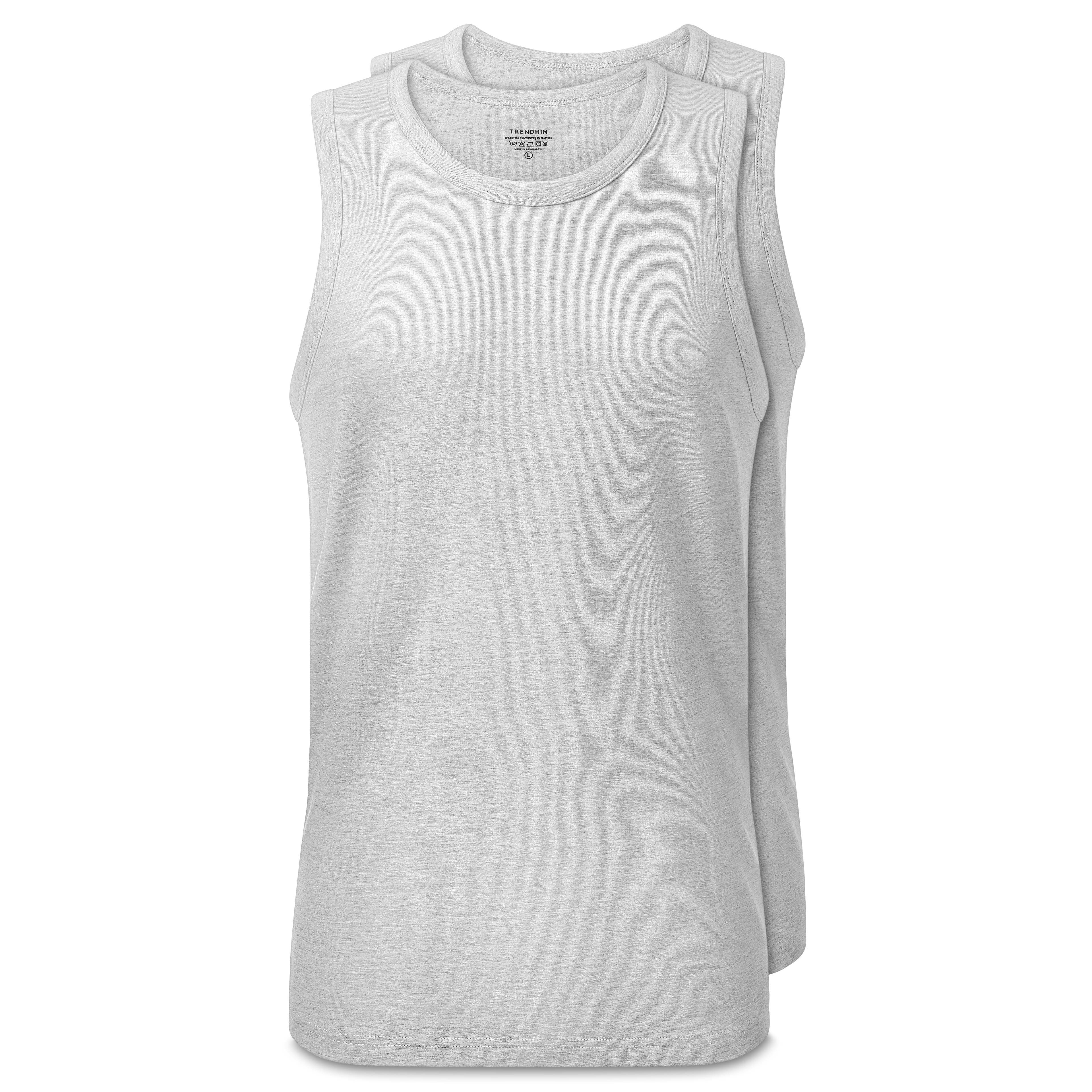 FlexFeel | Set van 2 lichtgrijze katoenen tanktops - 1
