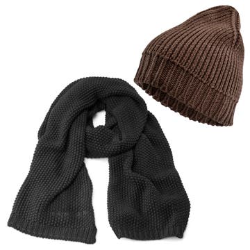Schwarzer Fabien Urban Schal & Braune Keenan Merino Kane Beanie Schwarzer Fabien Urban Schal & Braune Keenan Merino Kane Beanie