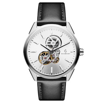 Cor | Silver-Tone Stainless Steel Skeleton Watch With White Dial