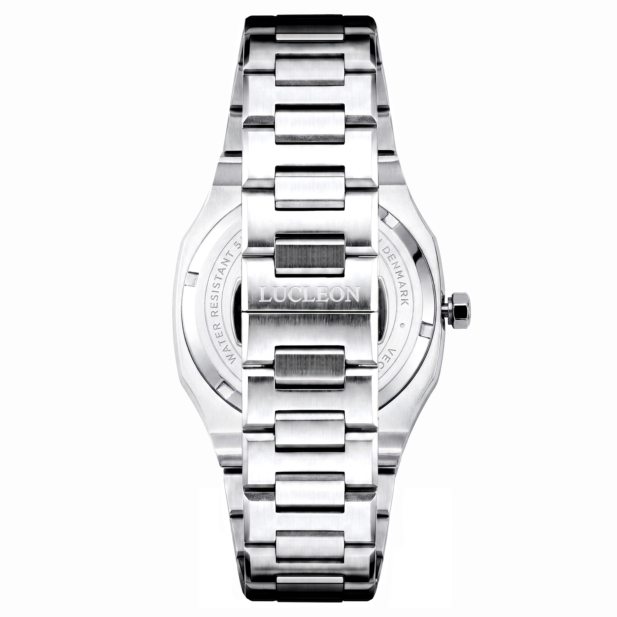 Vector | Reloj octogonal de acero inoxidable en tono plateado con esfera rosa claro - 3