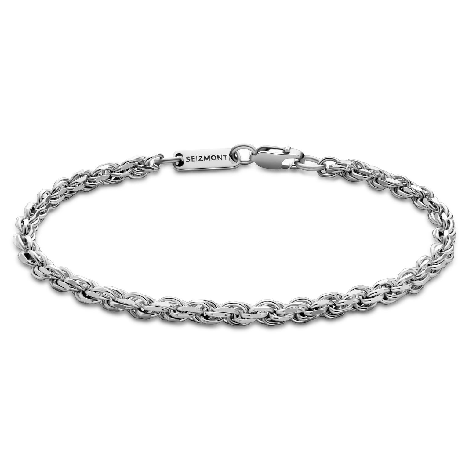 Argentia | 925s | 4mm Rhodium-Plated Sterling Silver Rope Chain Bracelet Argentia | 925s | 4mm Rhodium-Plated Sterling Silver Rope Chain Bracelet