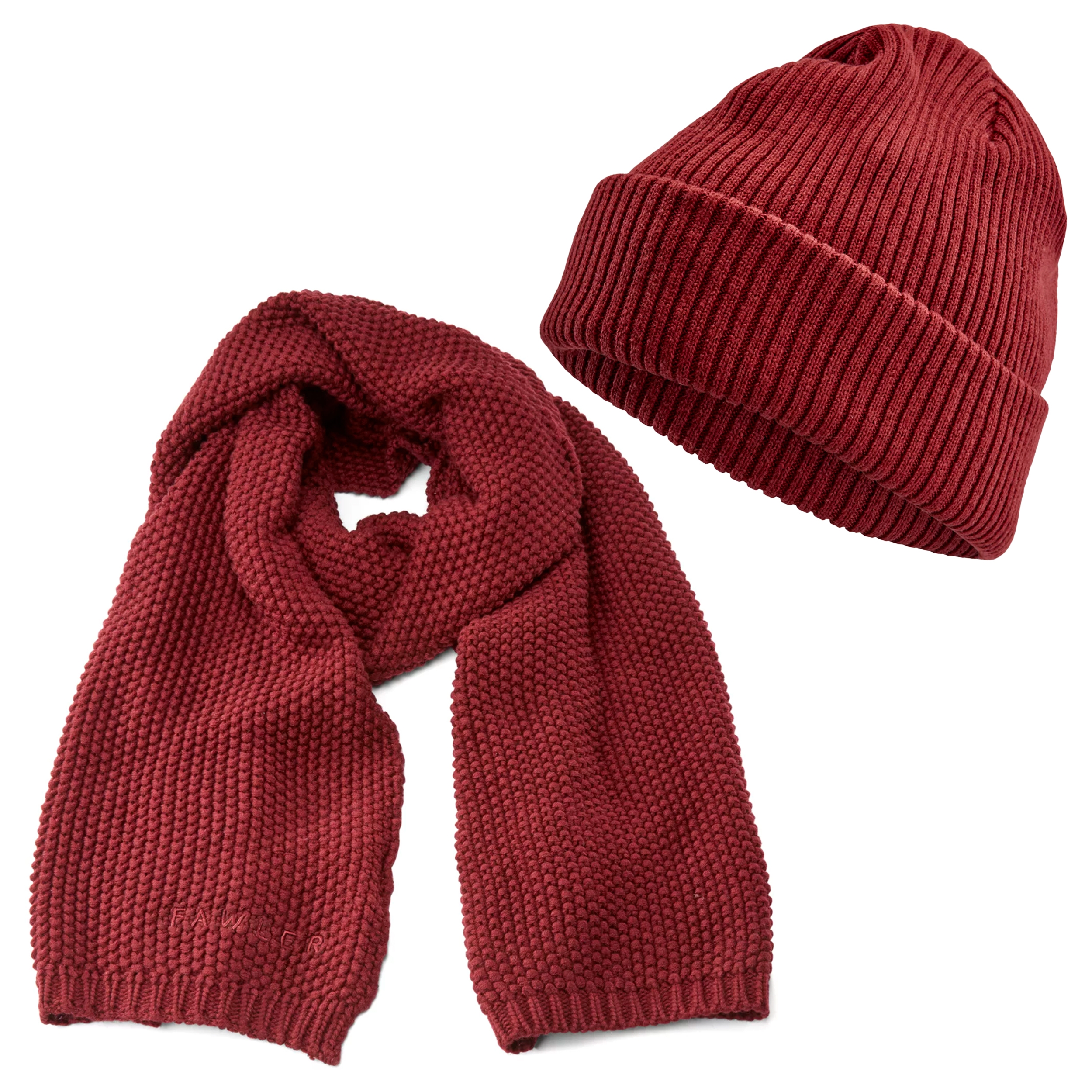 Fabien Wine Red Urban Scarf & Kai Wine Red Kane Beanie