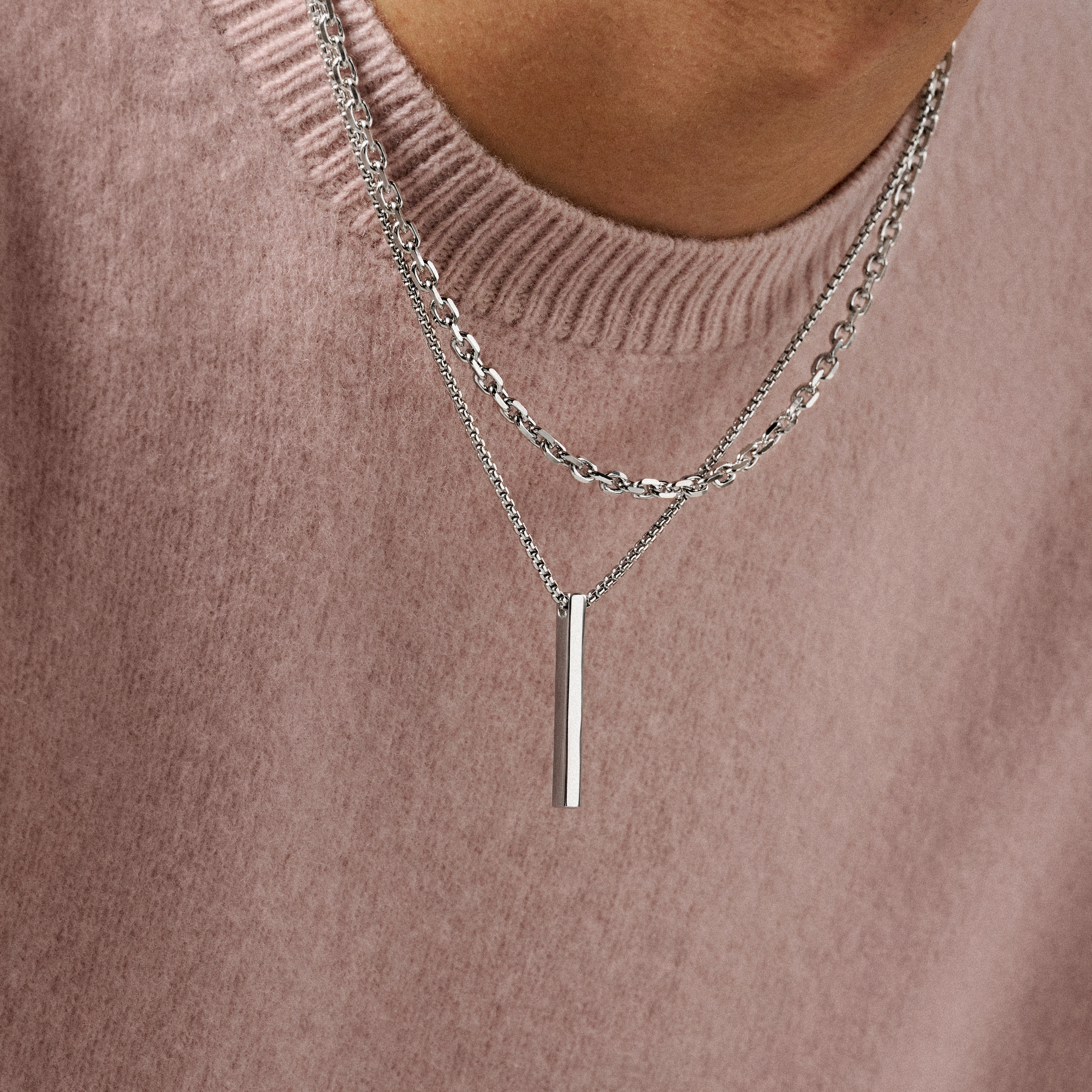 Argentia | Polished 925 Sterling Silver Minimalist Bar Pendant Necklace - 2