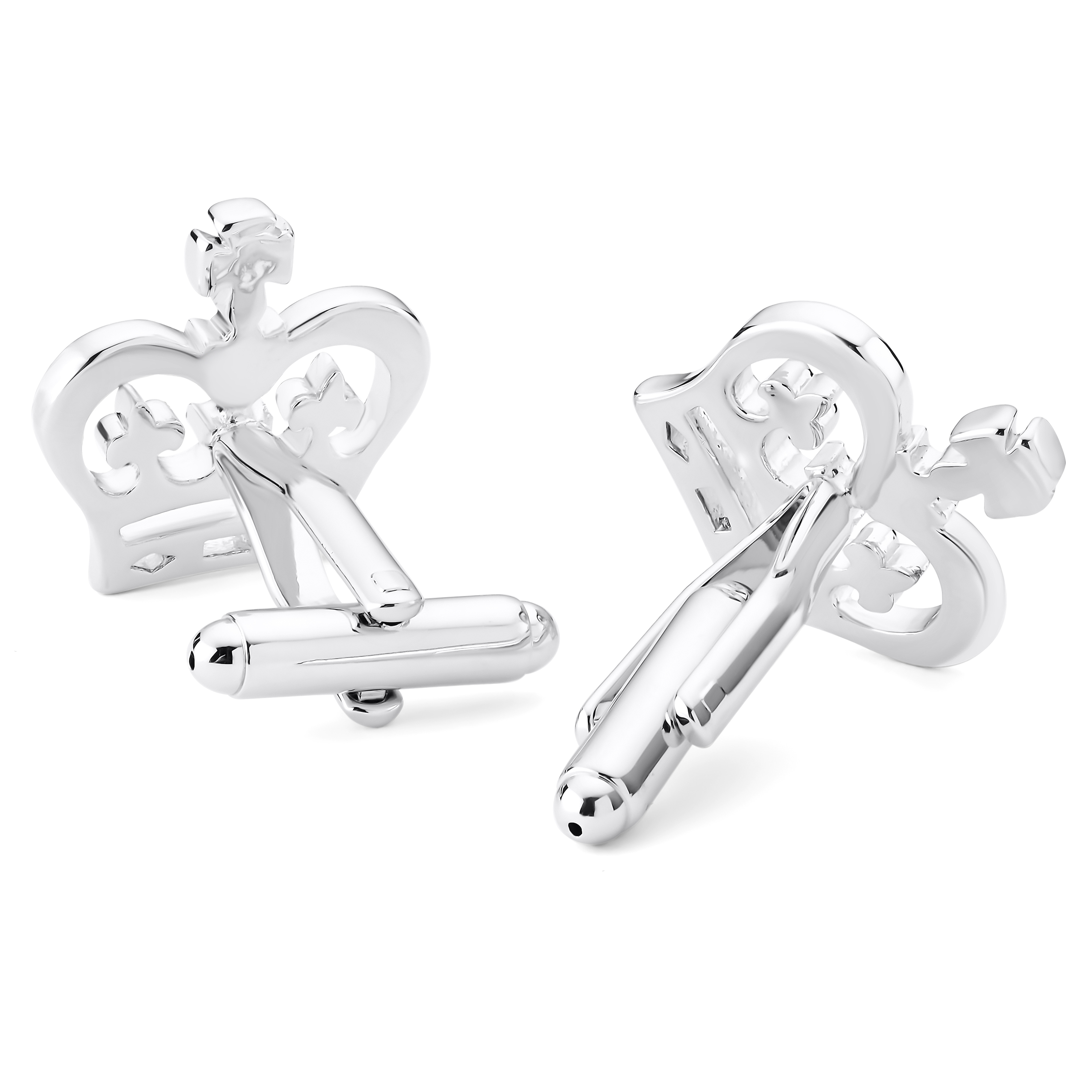 Novelle | Polerad Silverfärgad Krona Manschettknappar - 2