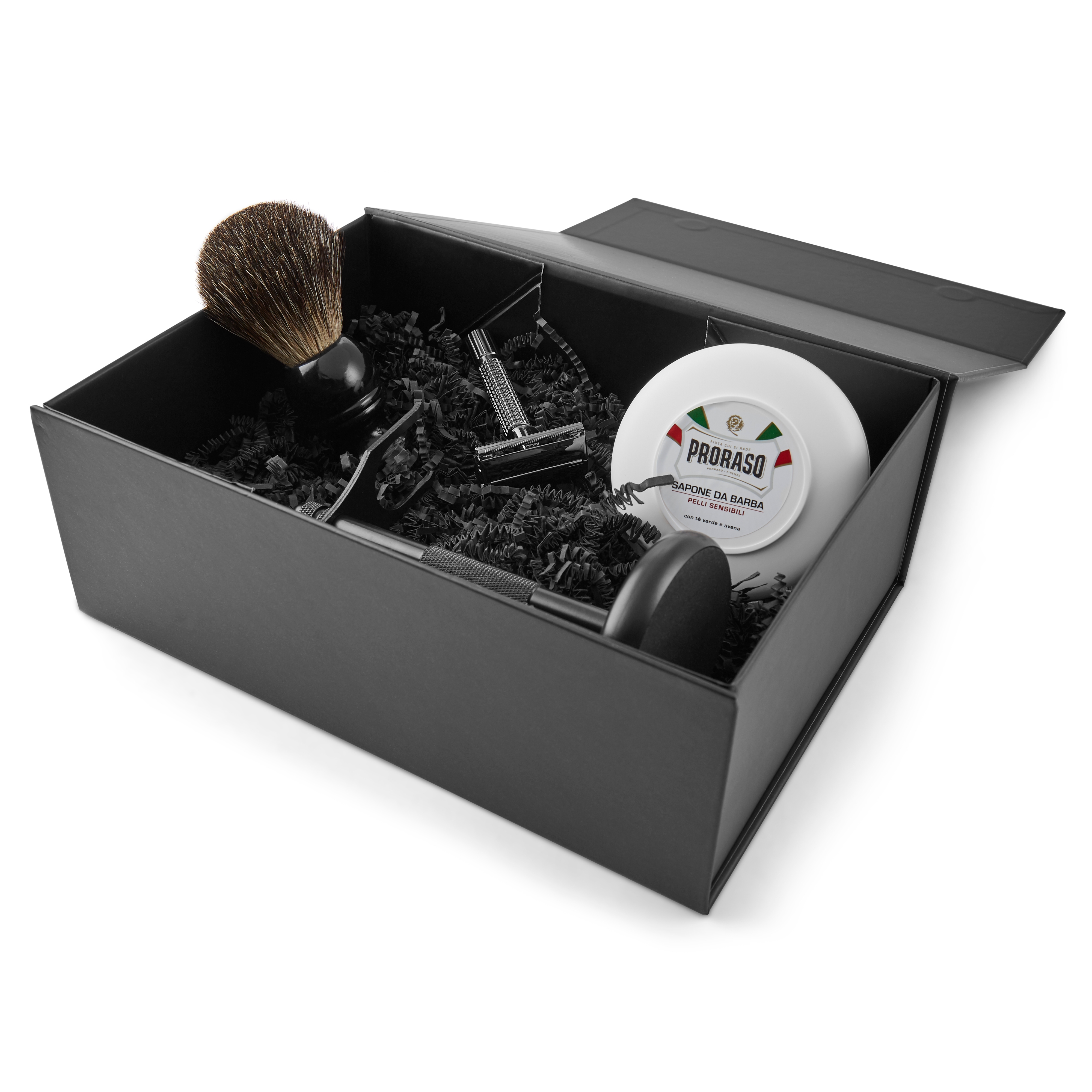 Schwarzes Pure Badger Starter Rasierset - 3