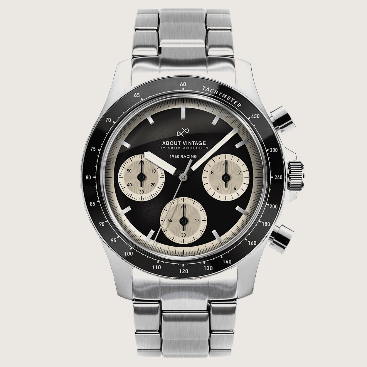 1960 Racing Chronograph | Surgical Steel, Black & Off-White | In