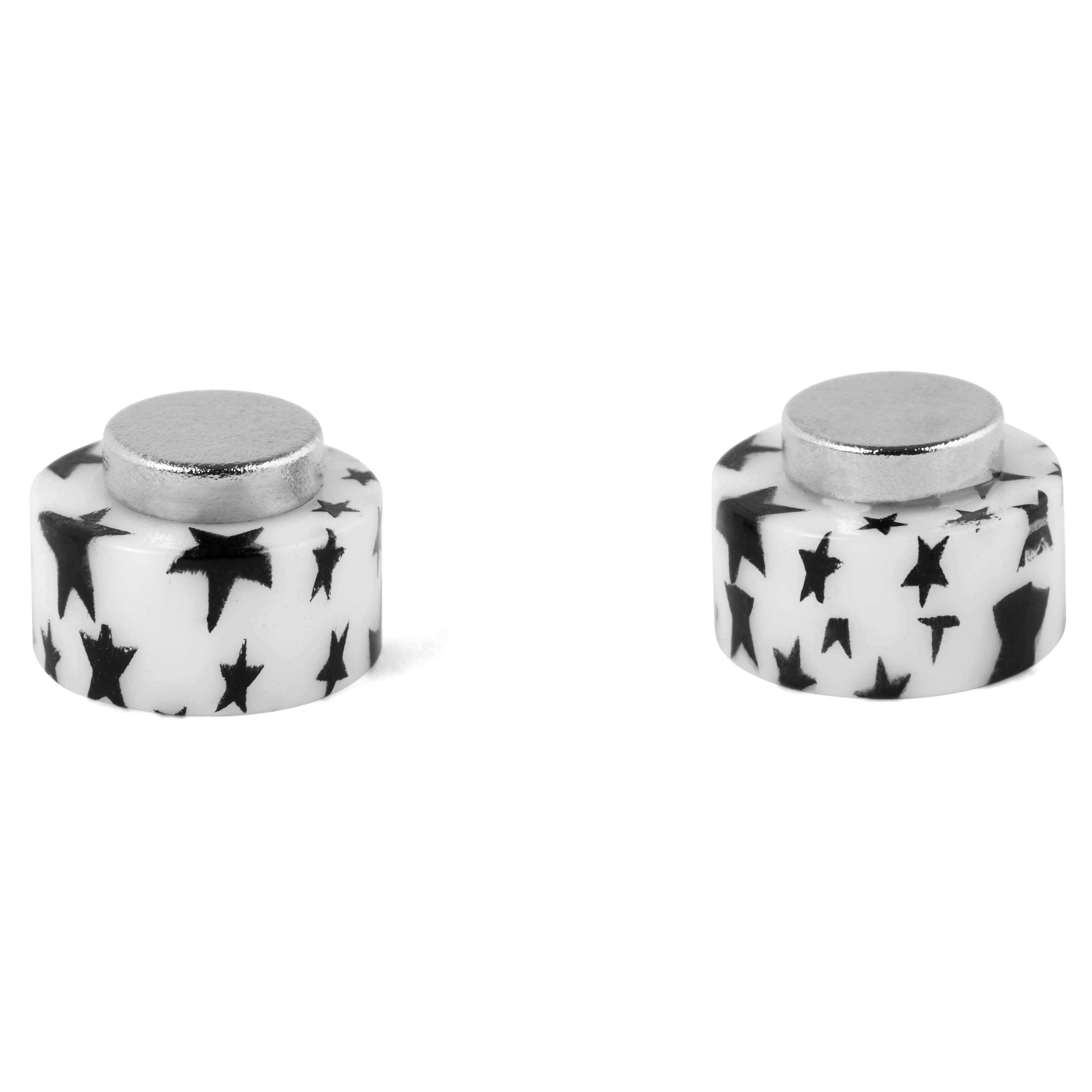 Schwarzer & Weißer Stern Magnet Ohrring 8mm  - 4