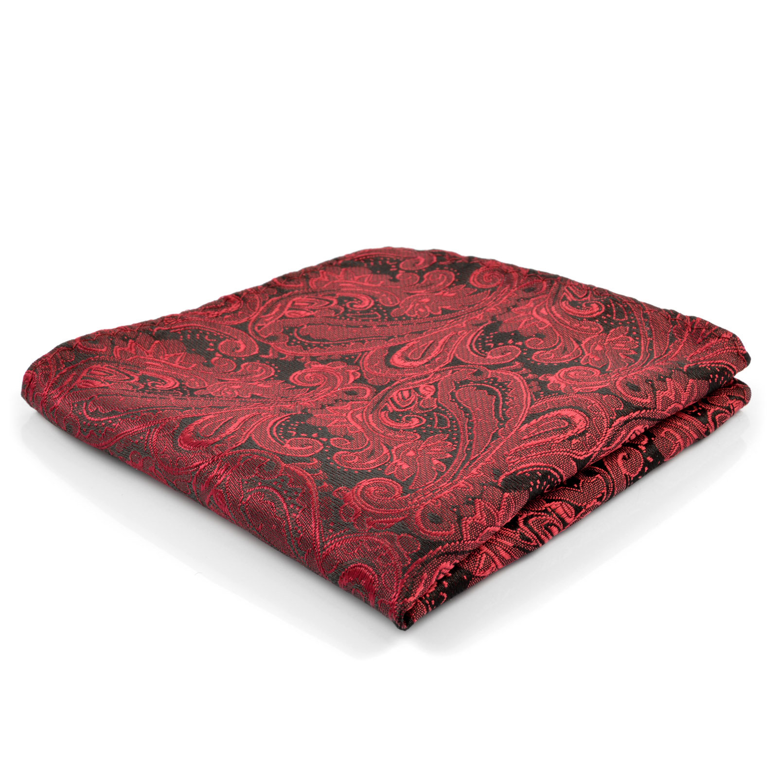 Conjunto de pajarita y pañuelo de bolsillo de microfibra pre-atado con estampado de cachemira burdeos y negro - 2