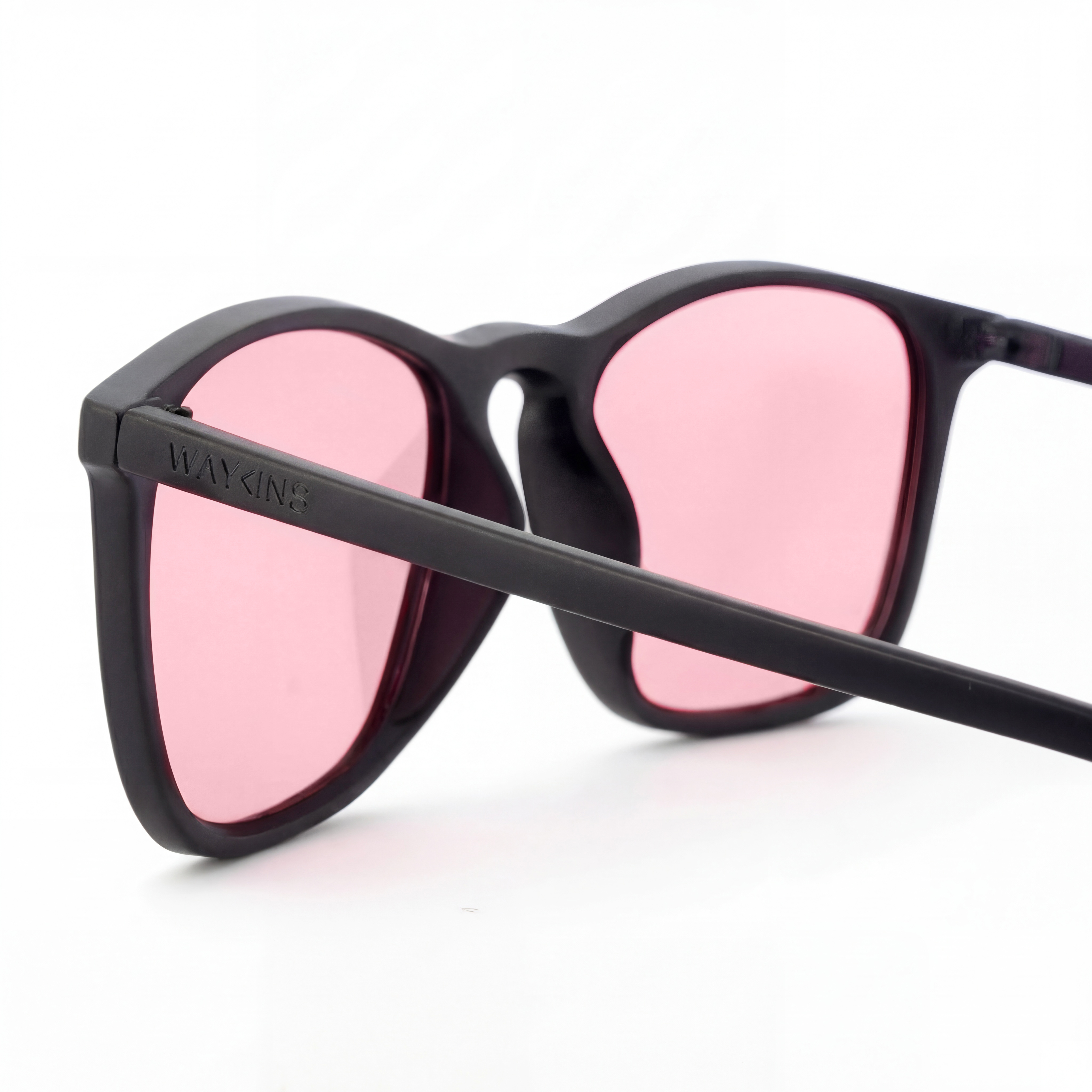 Wade | Rechteckige Sonnenbrille mit pinker Linse & schwarzem Rahmen - 3