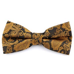 Gold & Brown Paisley Polyester Pre-Tied Bow Tie