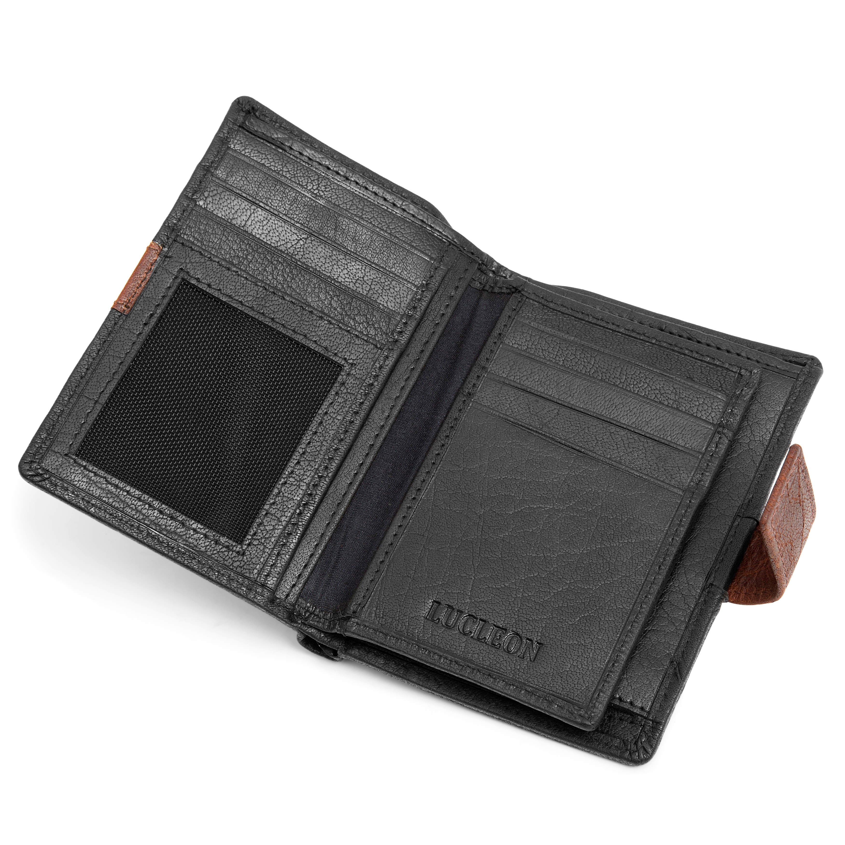 Montreal Executive Svart og Lysebrun RFID Skinnlommebok - 5