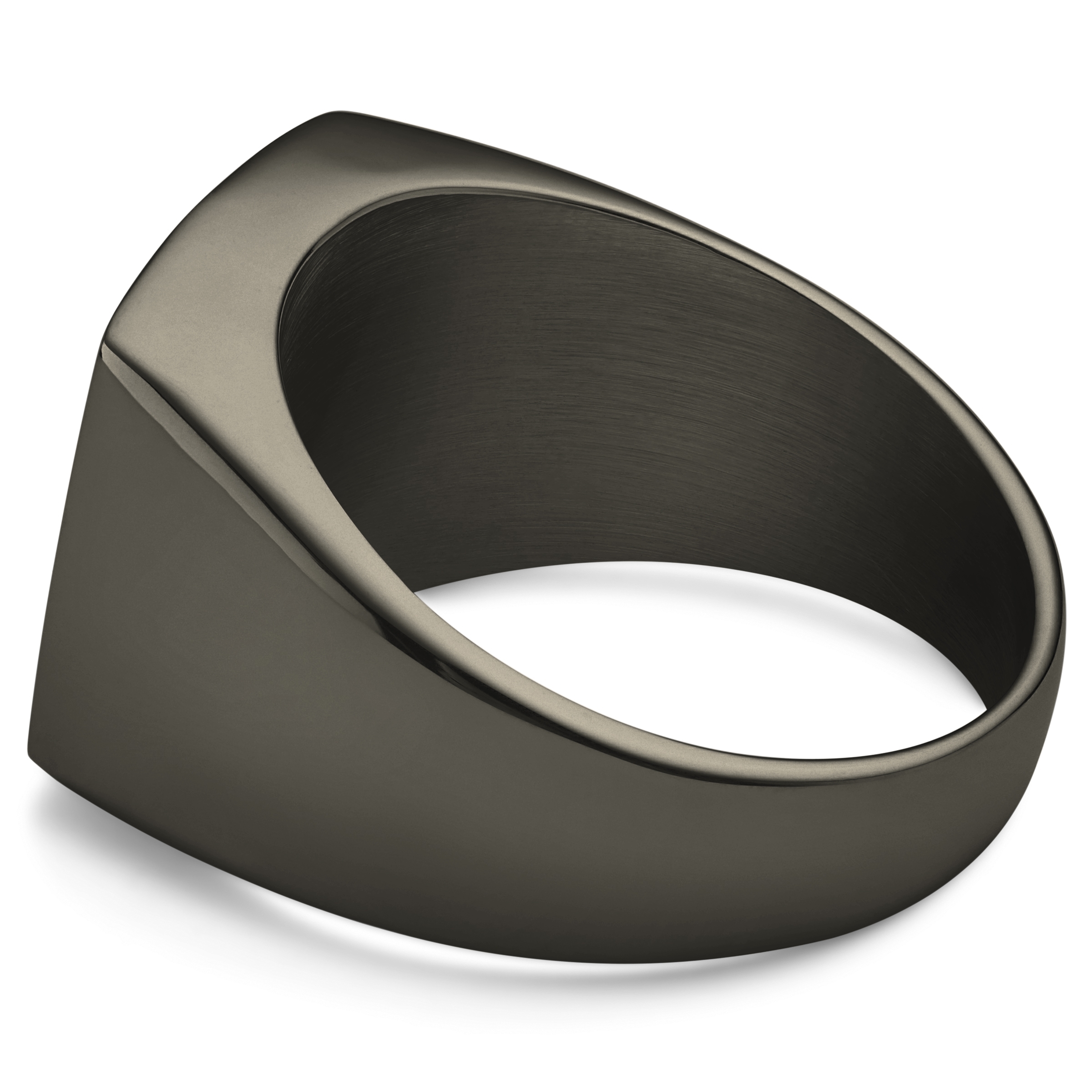 Gravel | Chevalière en acier inoxydable gris anthracite - 3