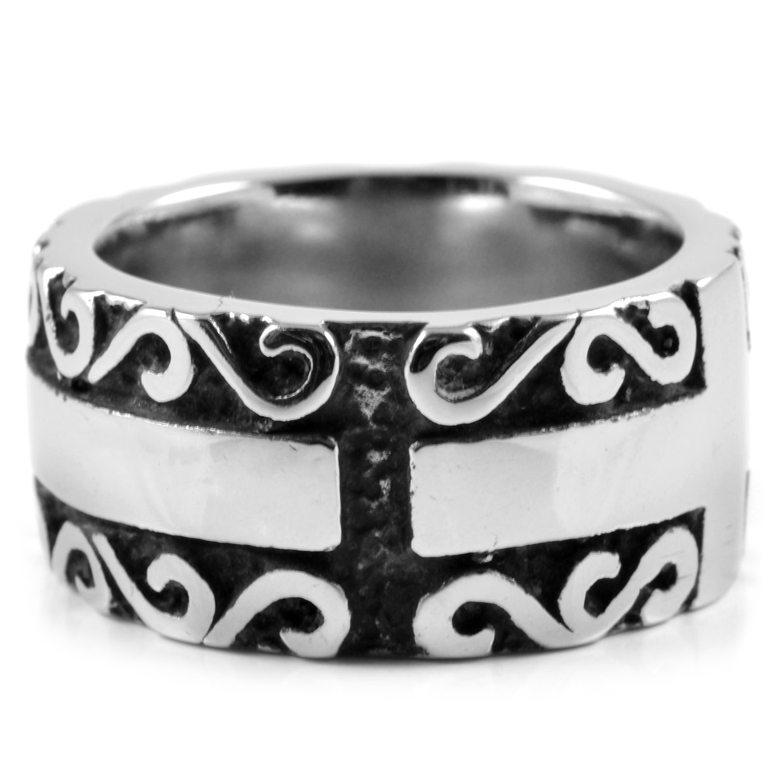 Maskulin Viking Kors Stålring - 3