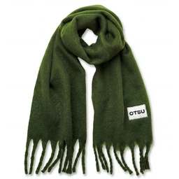 Sleet | Bufanda verde oscuro de mezcla de lana cepillada con flecos