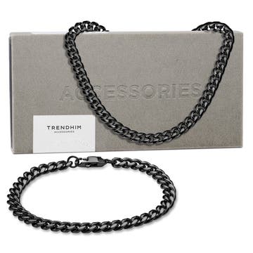 8 mm schwarze Armband & Chirurgenstahl Halskette Geschenkbox