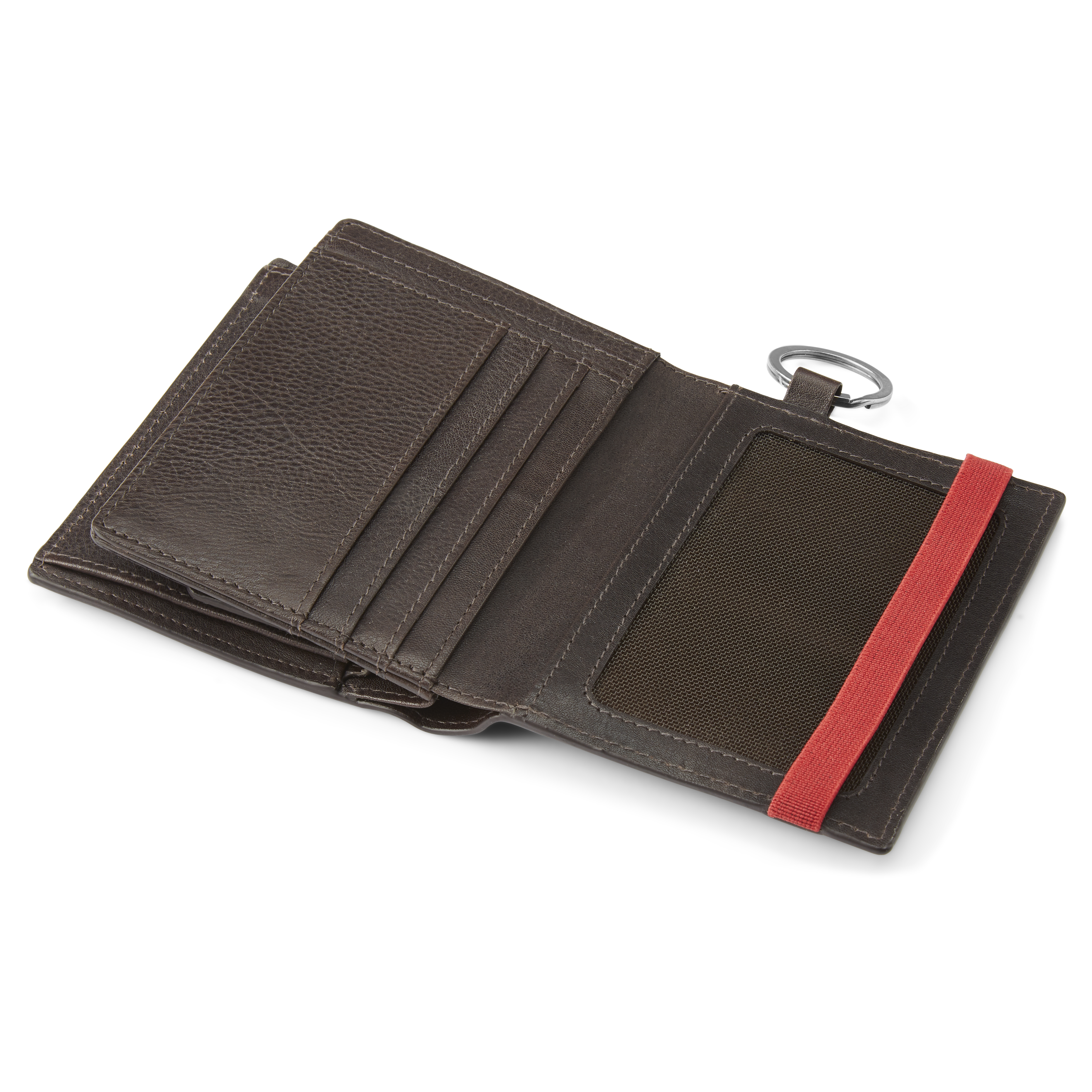Lonnie Dark-Brown Leather RFID-Blocking Wallet with Keyring  - 8