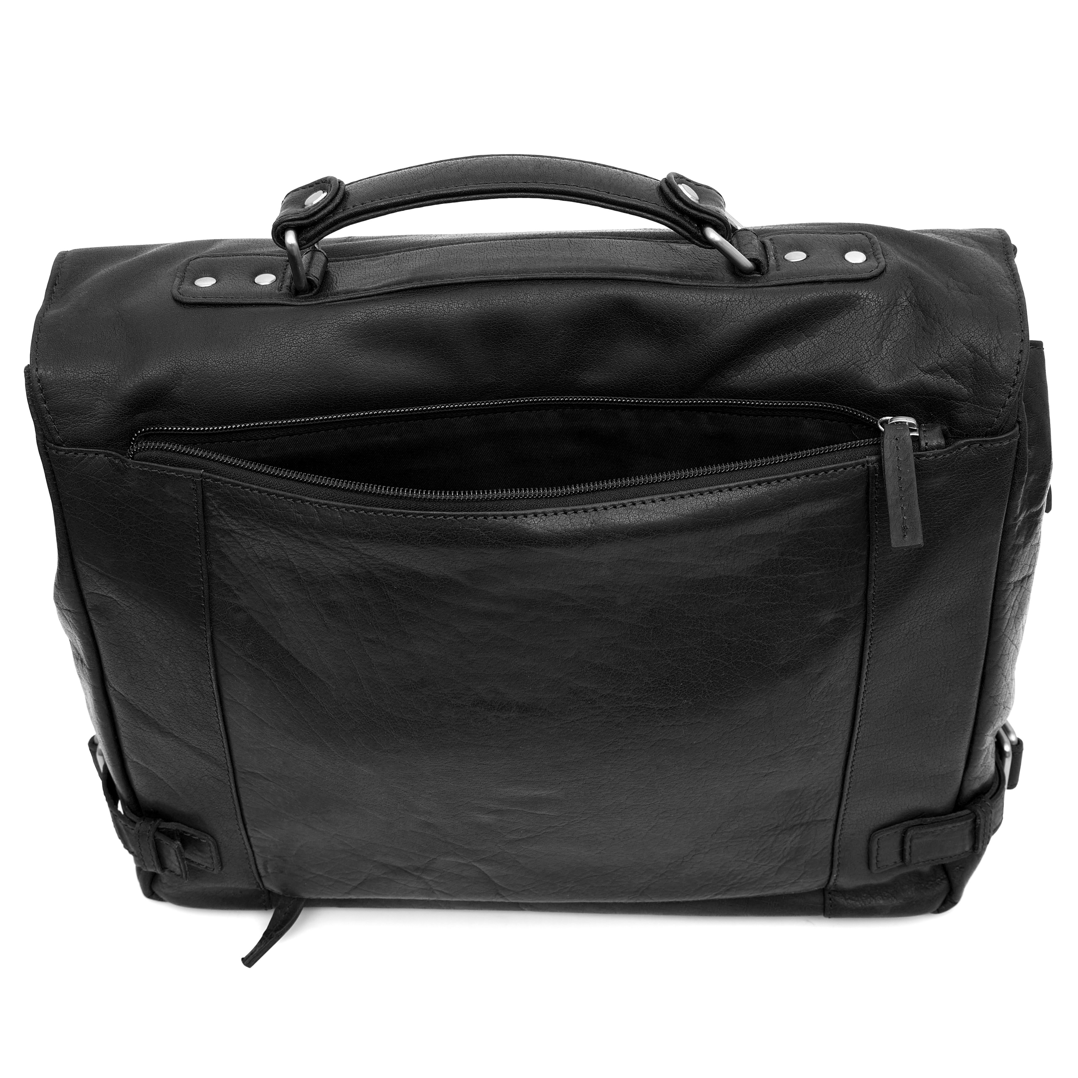 Montreal Luxury Leather Black Satchel Bag - 7