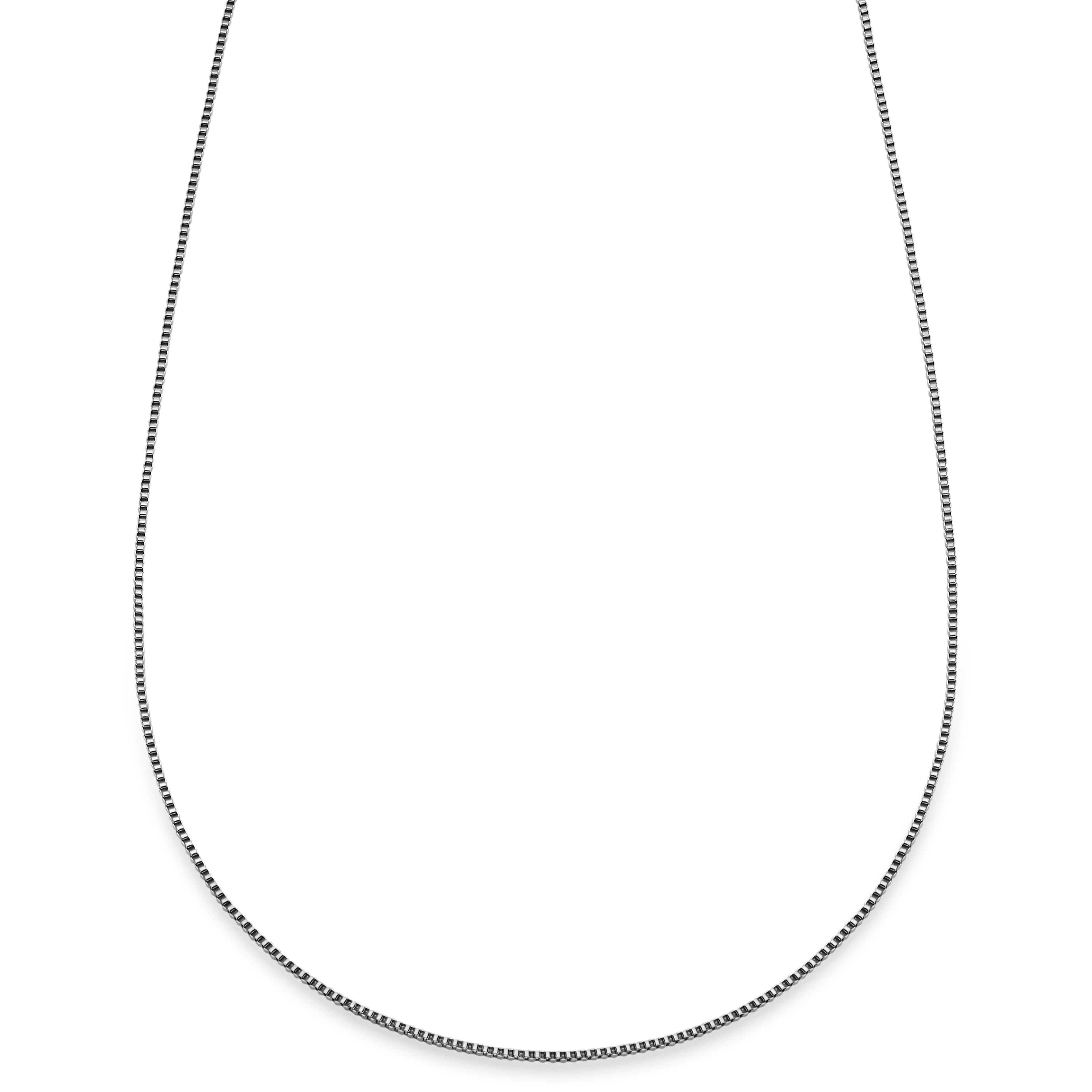 Essentials | 1 mm Silver-Tone Square Box Chain Necklace