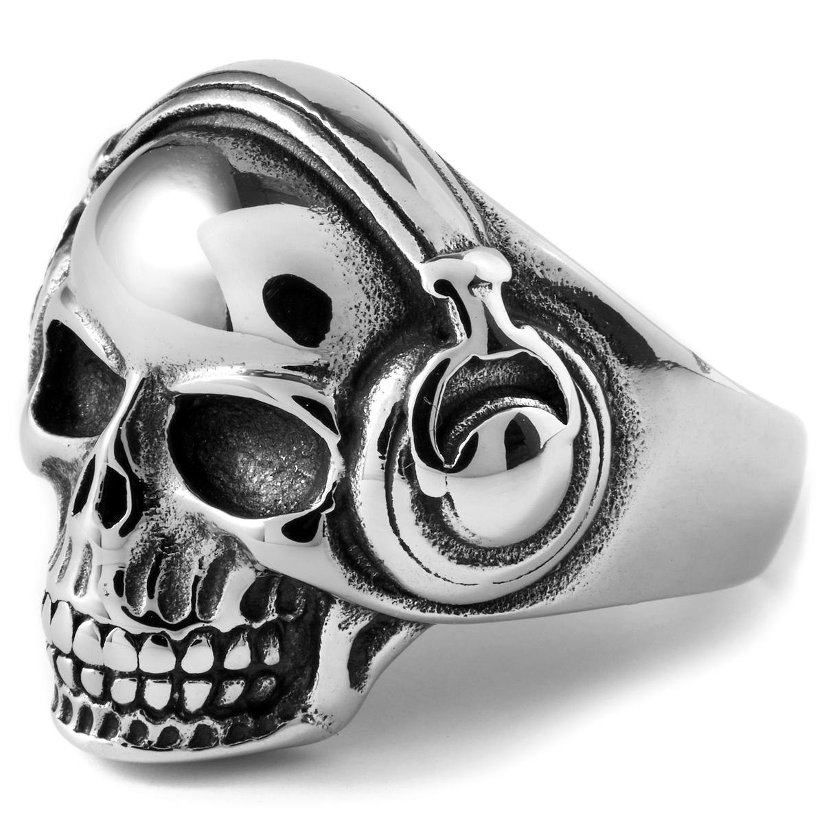 Anello bicolor teschio con ossa lavorato uomo |Argento 925 | Vendita online Anello bicolor teschio con ossa lavorato uomo |Argento 925 | Vendita online