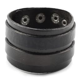 Black Leather Adjustable Wide Wrap Cuff Bracelet | In stock! | Collin Rowe
