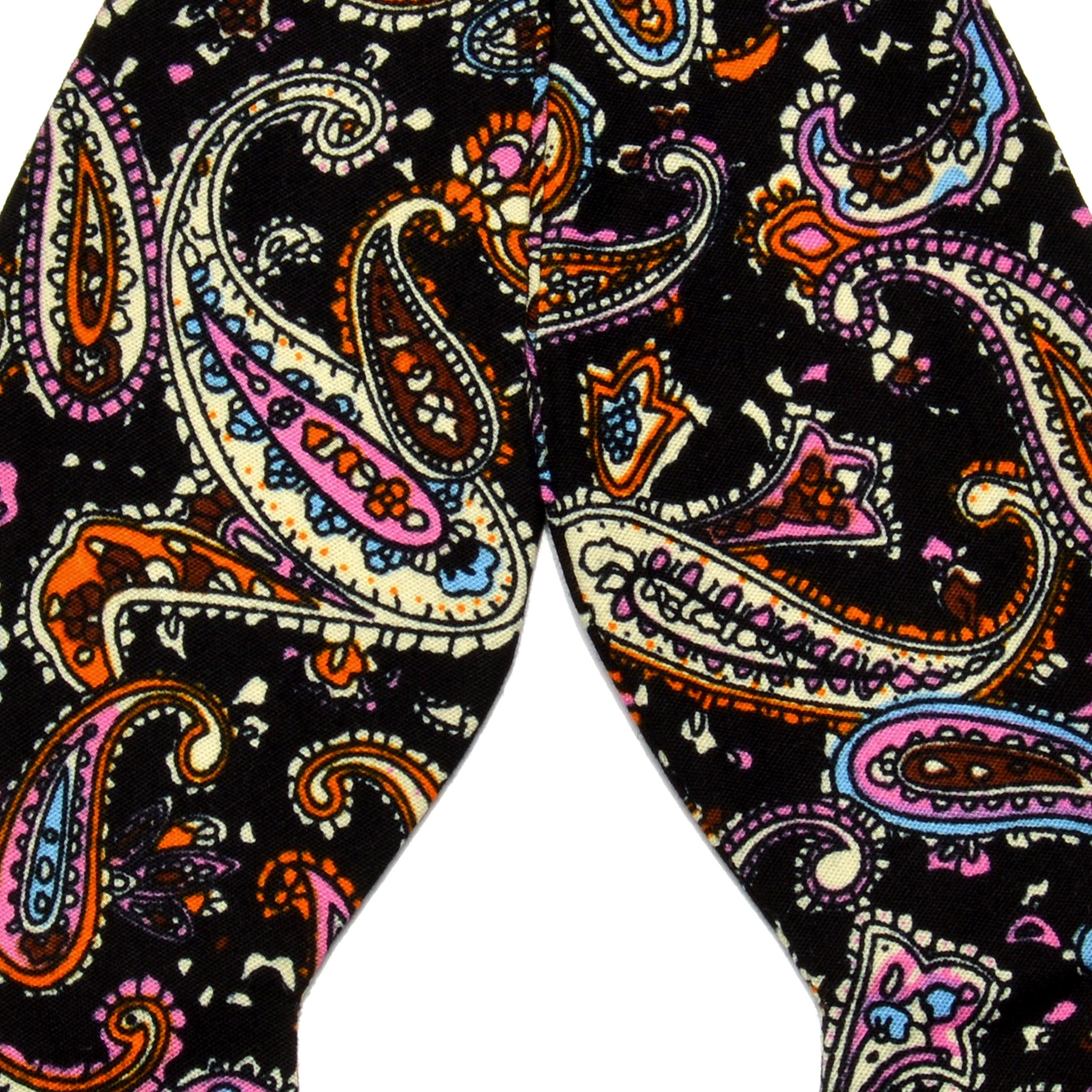 Pajarita para atar de algodón retro en negro y naranja - 2