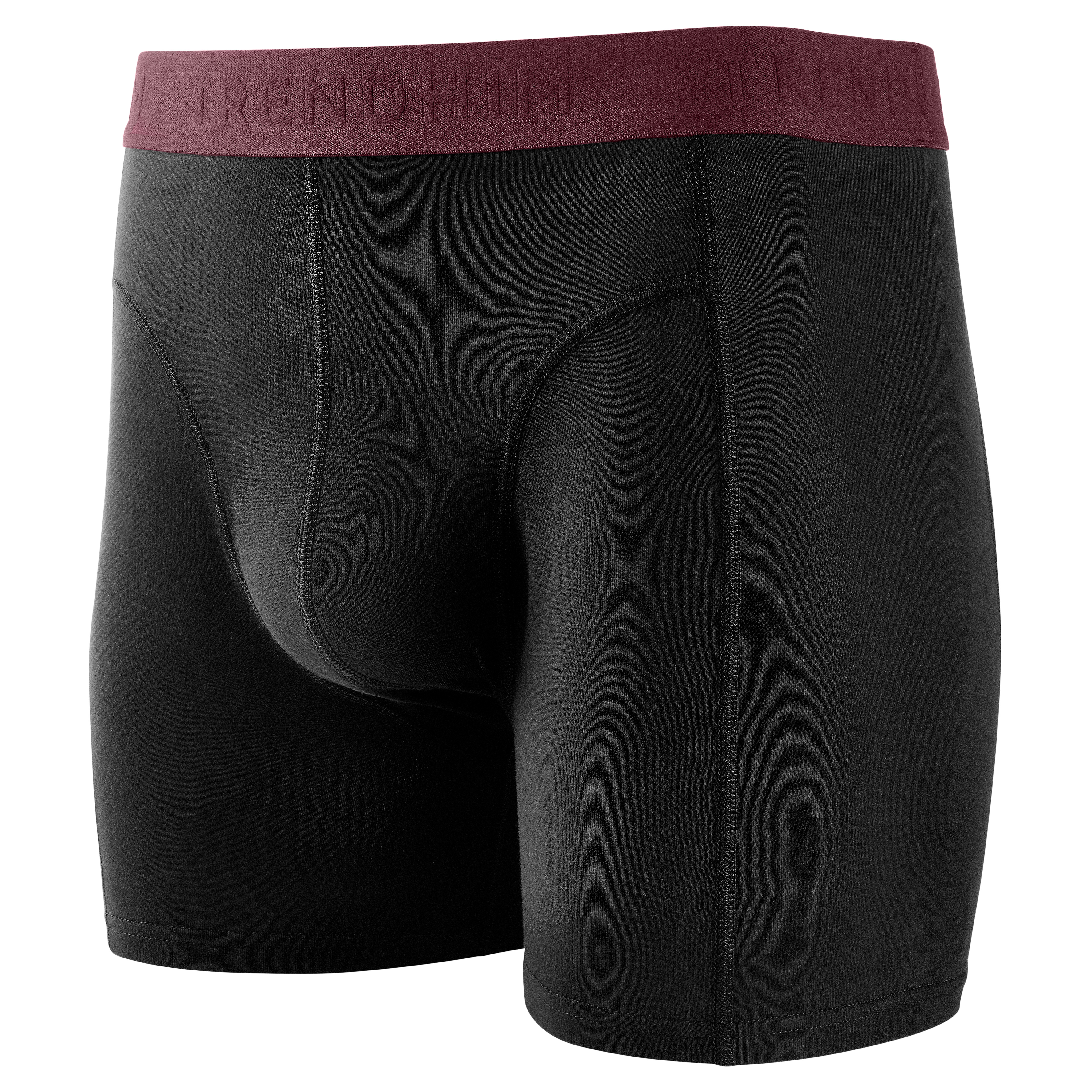FlexFeel | Black Cotton Boxer Briefs with Dark Crimson Waistband - 2