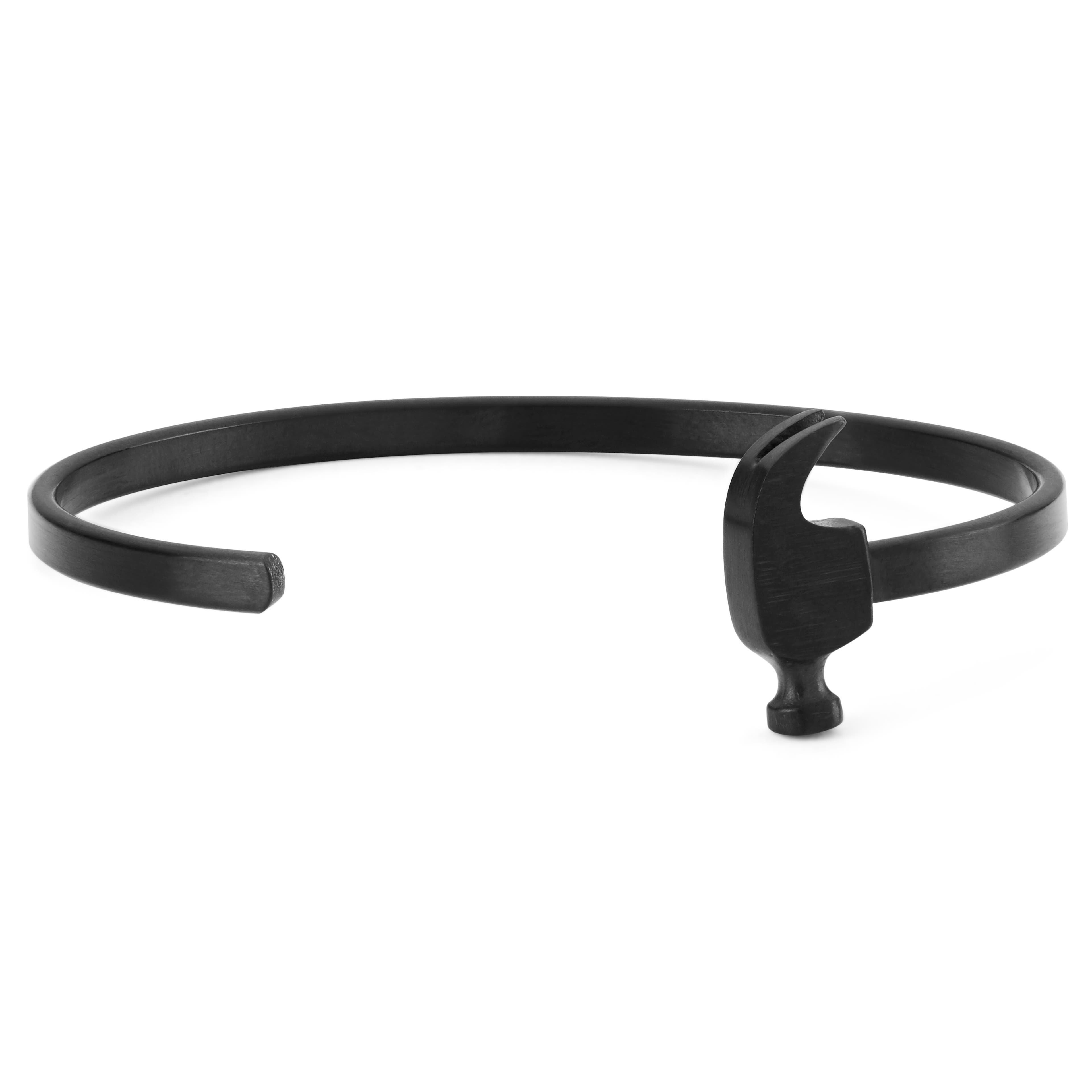 Black Stainless Steel Hammer Cuff Bracelet